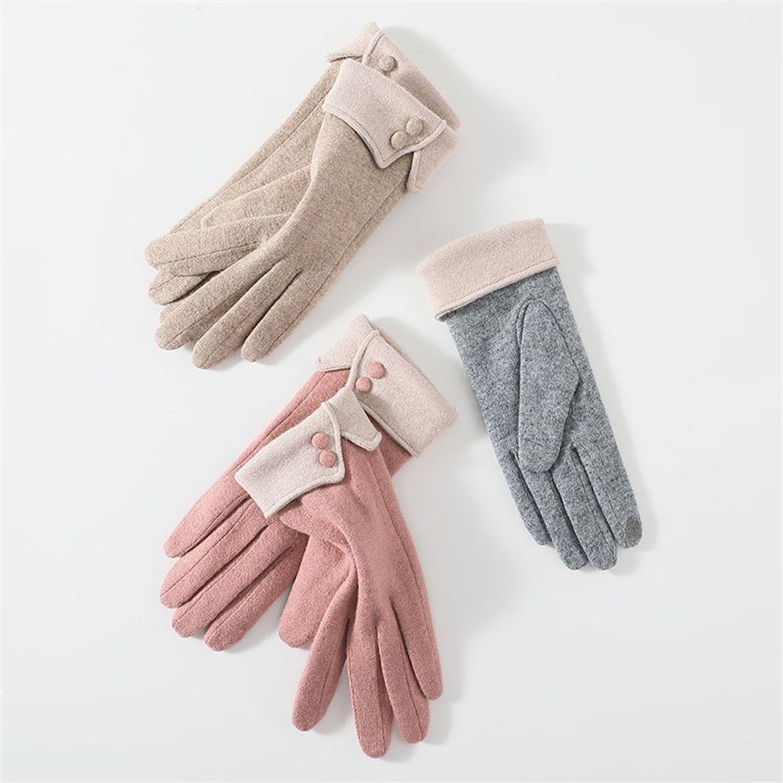 DÖRÖY warme gepolsterte Winter Grau Reithandschuhe Kaschmir Handschuhe,faux Damen Fleecehandschuhe