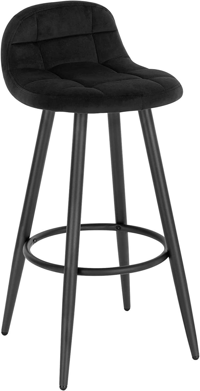 Woltu Barhocker (1 St), gepolstert, mit Samtbezug, Sitzhöhe 70 cm Schwarz