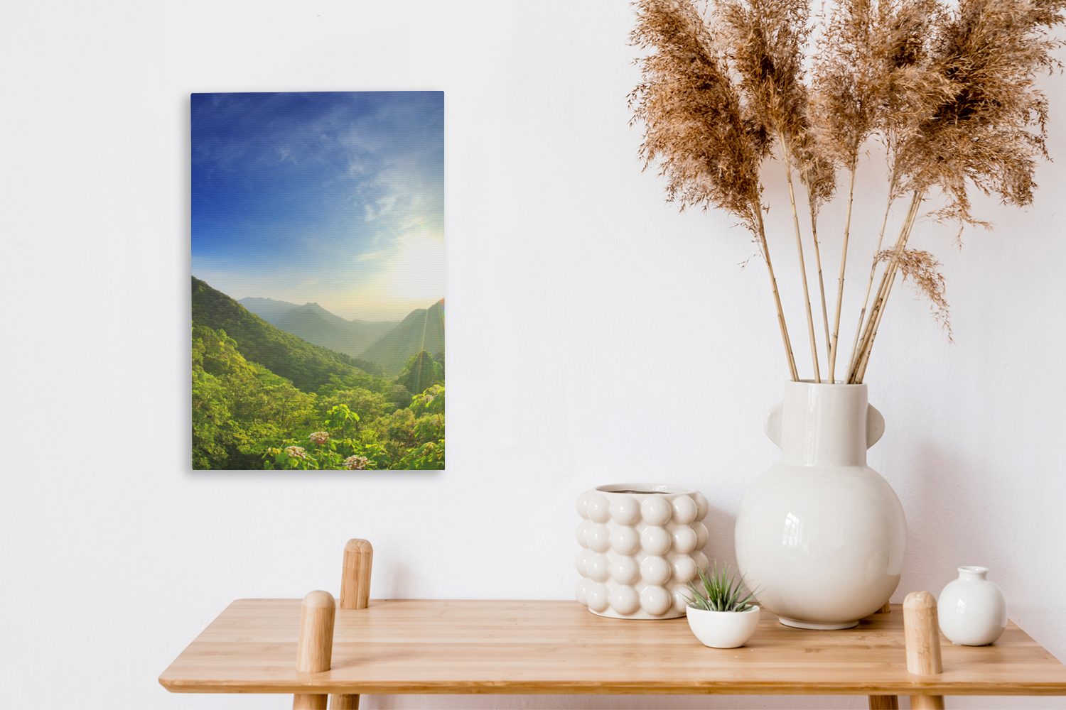 OneMillionCanvasses® Leinwandbild in Berghang auf 20x30 cm und Leinwandbild am inkl. Wälder Yakushima Gemälde, Zackenaufhänger, Blumen fertig (1 Asien, St), bespannt