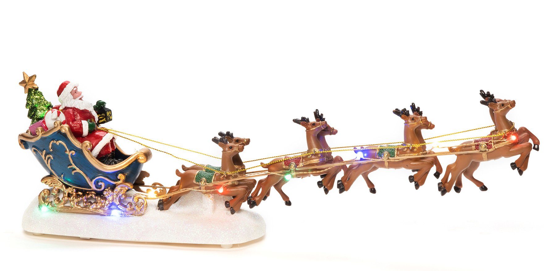 KONSTSMIDE LED Dekofigur Weihnachtsmann im Schlitten mit Rentieren, Weihnachtsdeko, LED fest integriert, Höhe ca. 14 cm | Leuchtfiguren