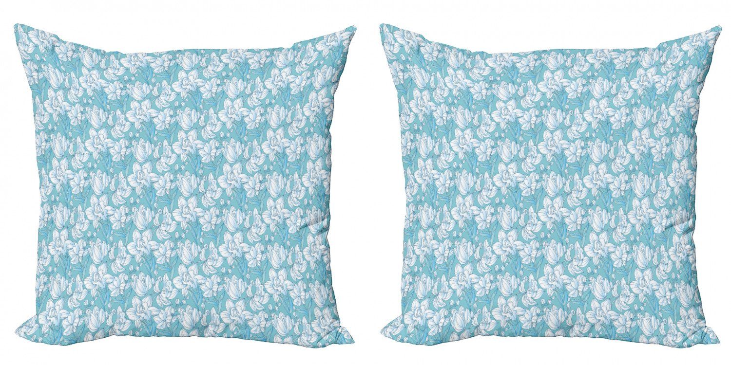 Kissenbezüge Modern Accent Doppelseitiger Blüten Zarte Knospen und (2 Blumen Abakuhaus Stück), Digitaldruck
