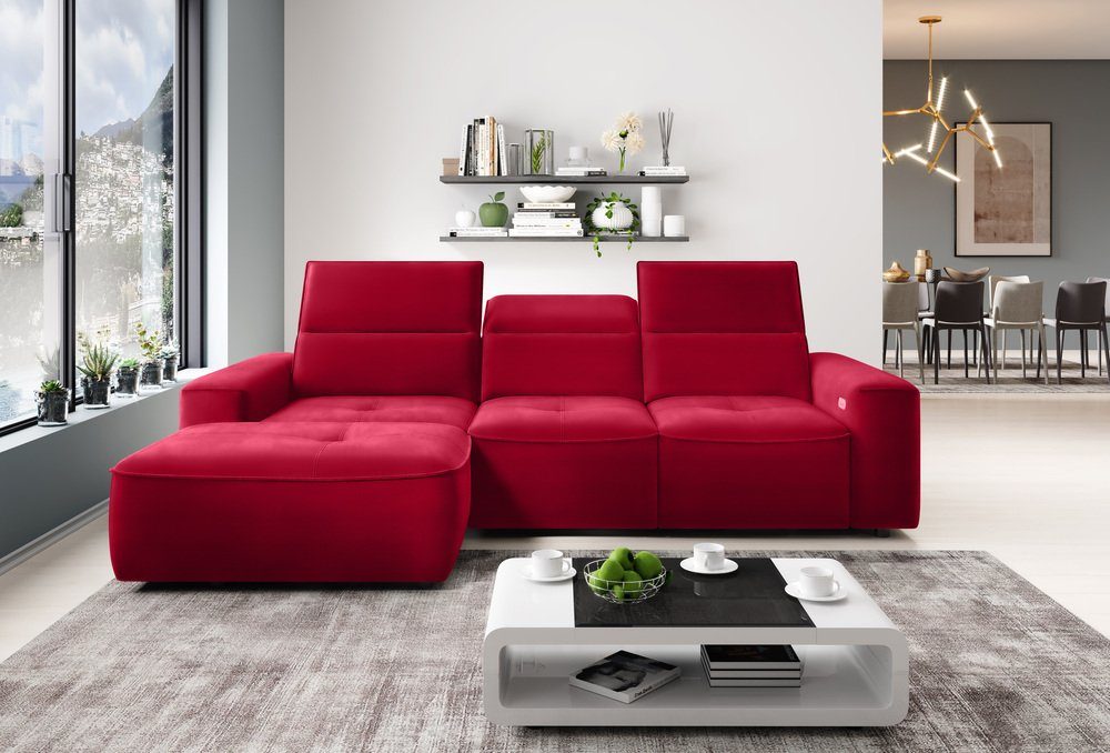 Stylefy Ecksofa Colton MINI, L-Form, Eckcouch, mane links oder rechts bestellbar, mit Bettkasten, Relaxfunktion, inklusive Kopfteil-, Rückenteil- und elektrischer Sitztiefenverstellung, Modern Design