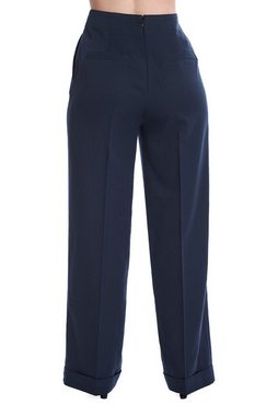 Banned Marlene-Hose Retro Adventures Ahead Navy Blau Vintage Trousers 40er Jahre Stil
