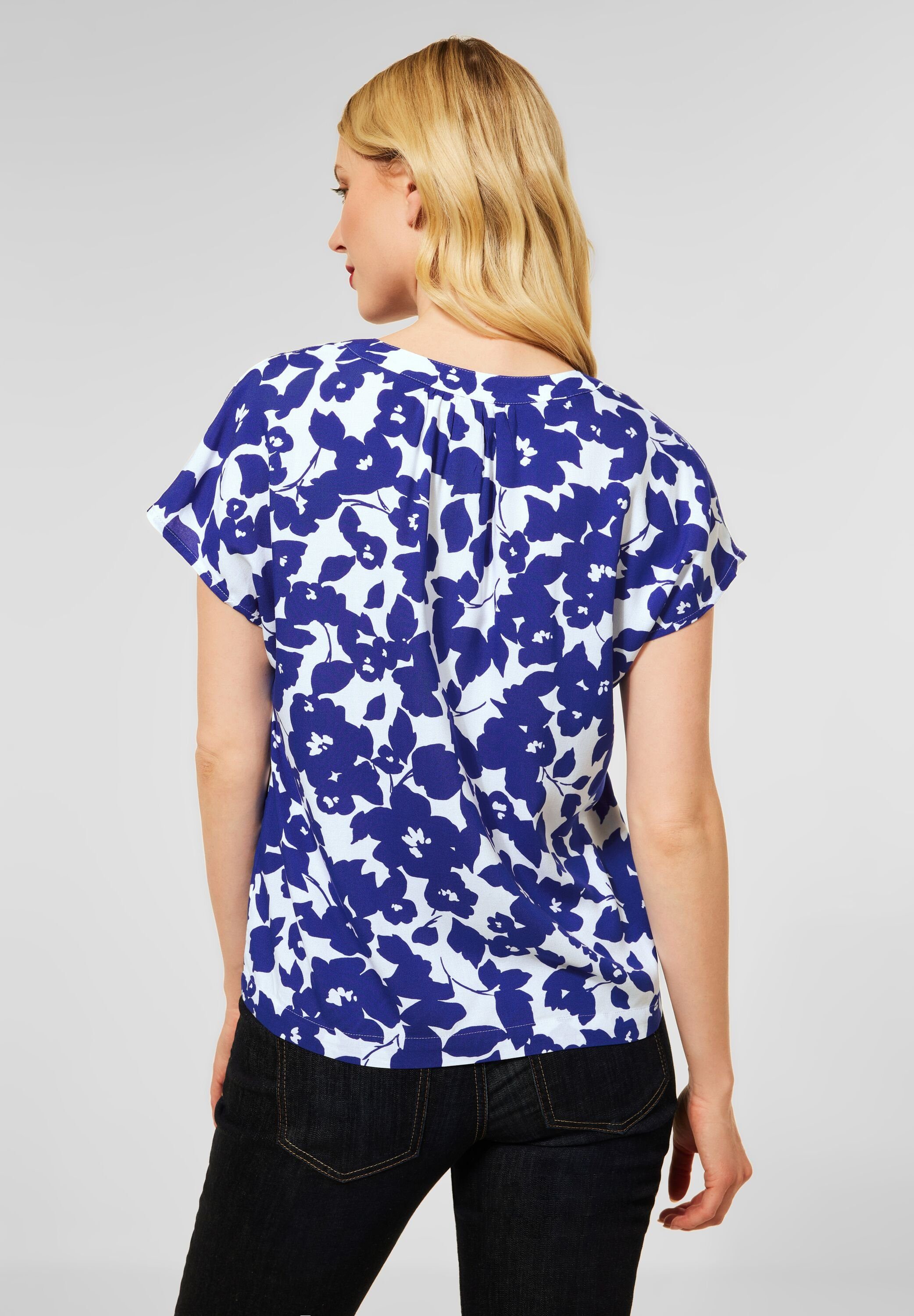 geschnitten Print Street Intense One Locker Shirtbluse in (1-tlg) STREET mit ONE Shirtbluse Blue