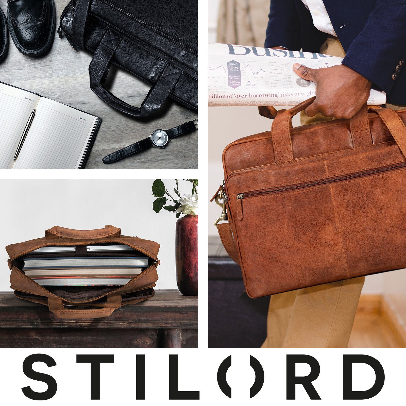 STILORD Laptoptasche "Thompson" Vintage Ledertasche Business