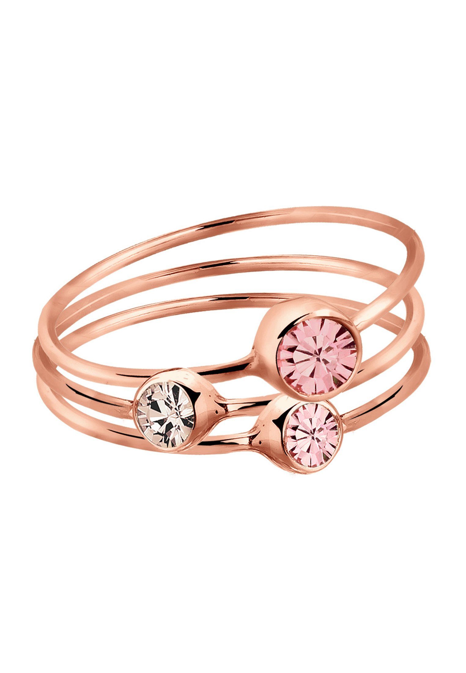 Elli Ring-Set Set Kristalle Rose 925 Sterling Silber Rosé-vergoldet, Ring Set