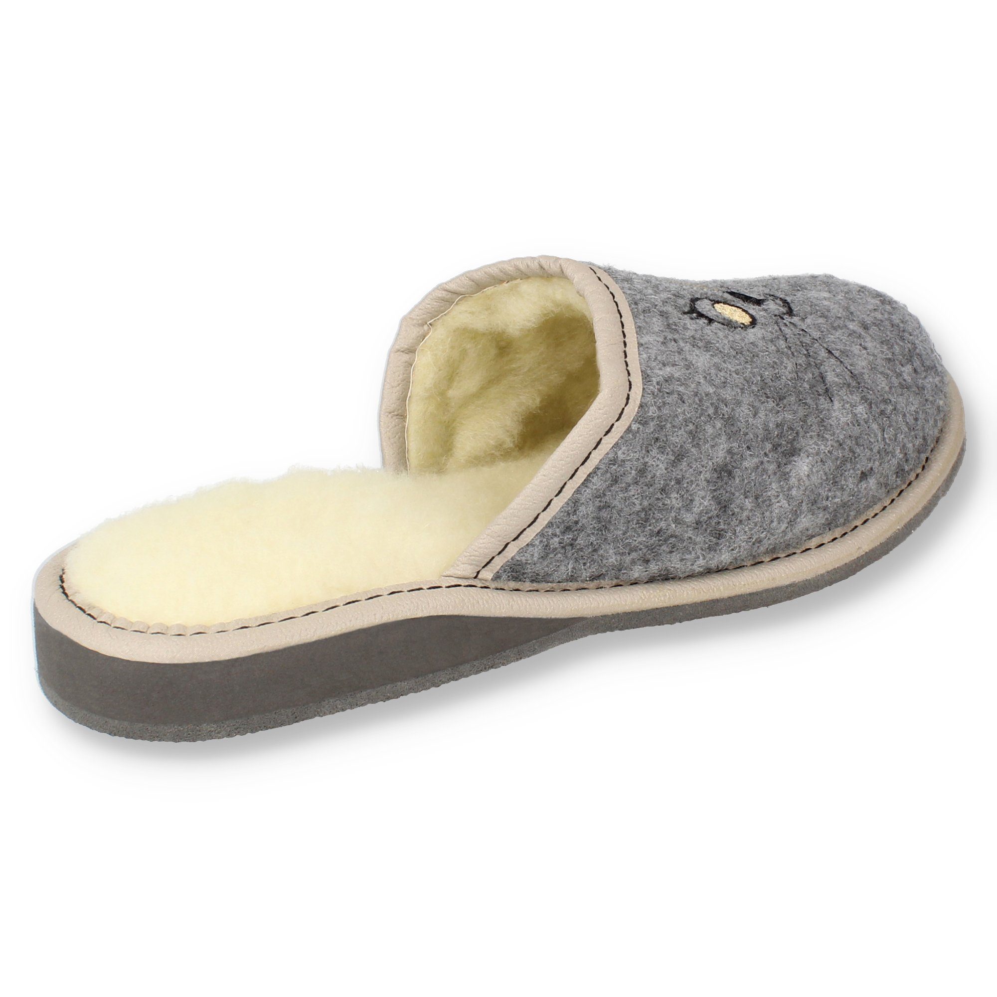 filsko Holmsund Damen Hausschuh Katzen Hausschuhe, Katzengesicht, Filzhausschuhe, Slip-On, Open-Toe