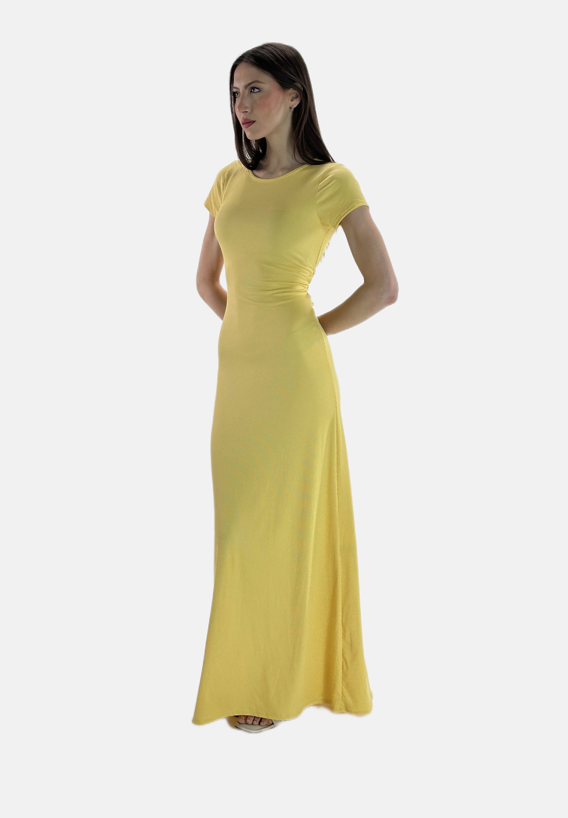 Elara Maxikleid — Damen One-Size Maxi Sommerkleid mit Schnürung und Rundhalsausschnitt (1-tlg)