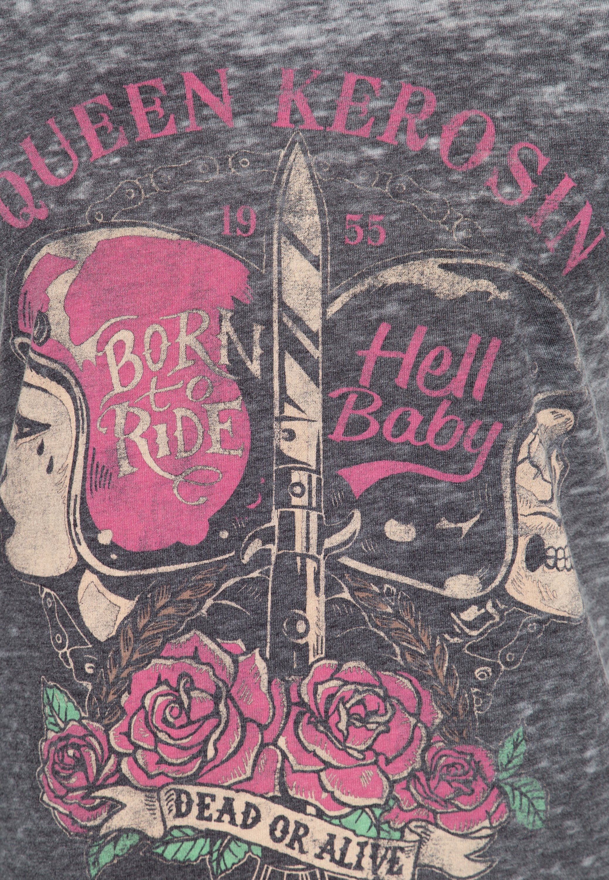 Kurzarmshirt Frontprint Baby QueenKerosin mit Hell