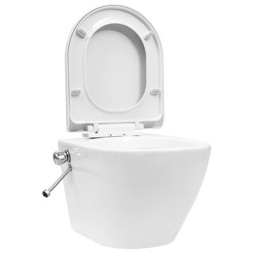 vidaXL Tiefspül-WC Wand-WC ohne Spülrand mit Einbau-Spülkasten Keramik Weiß
