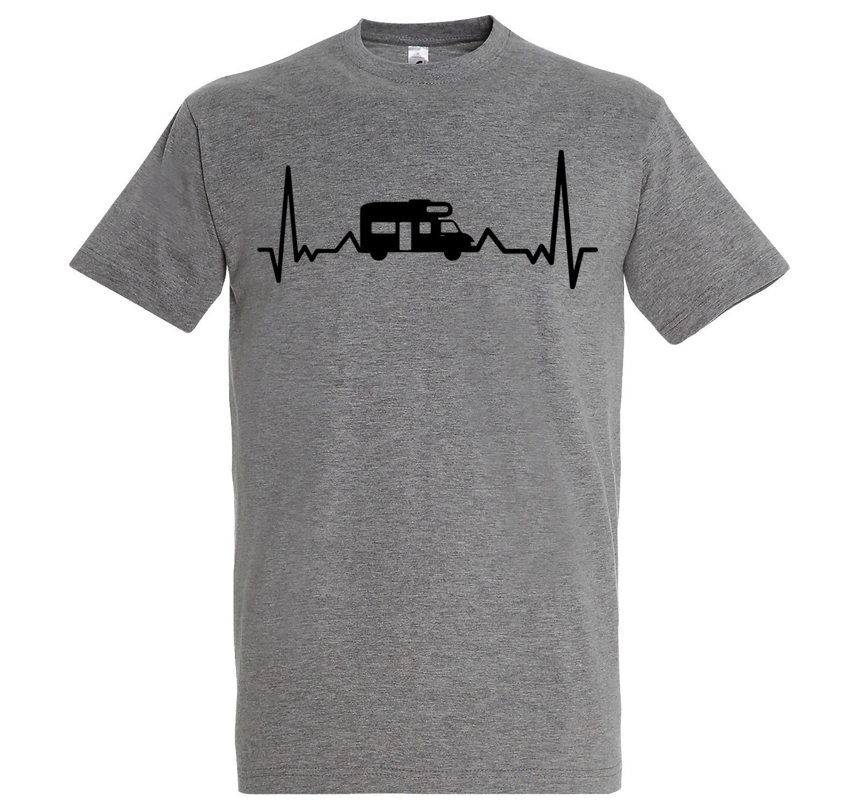 Herzschlag Shirt Camping lutsigem mit Herren T-Shirt Grau Youth Frondruck Designz