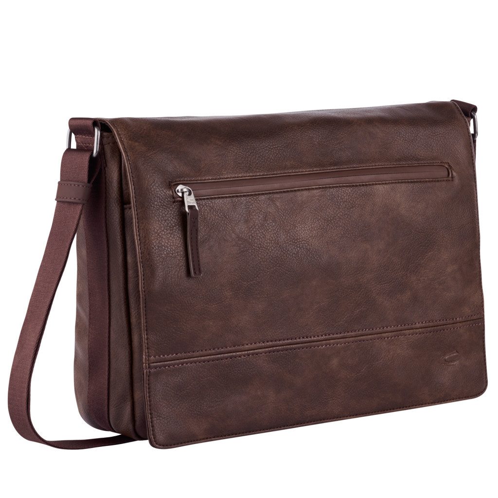 camel active Messenger Bag Traces, aus Lederimitat, funktional mit vielen Fächern & hochwertigem Gurtband