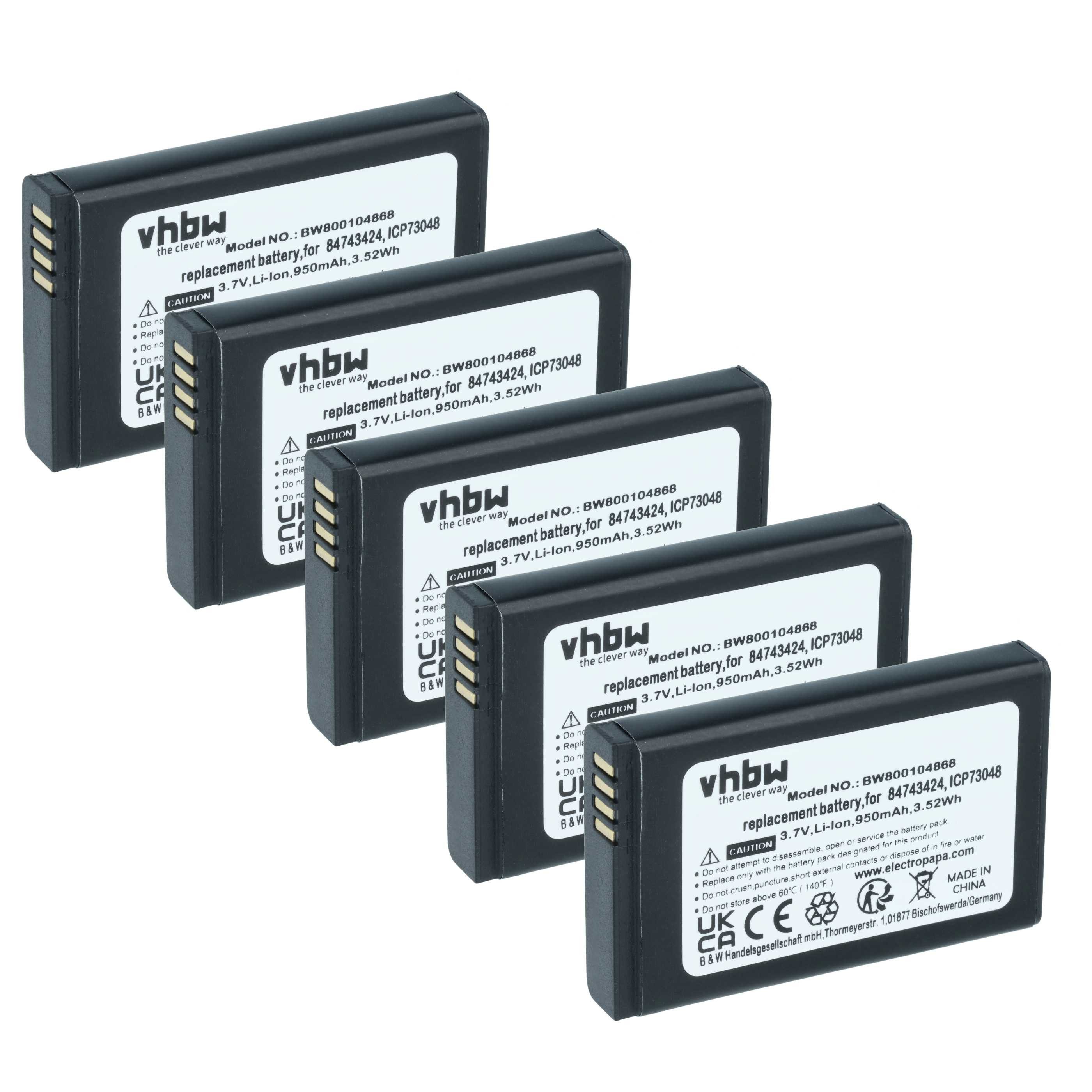 vhbw Akku passend für Spectralink 7622, 7642, 7620, 7740, 7742, 7720, 7710, Akku Akku Li-Ion 950 mAh (3,7 V, 5 St), Leistungsfähige Austausch-Akkus für Telefon, Festnetz oder schnurloses