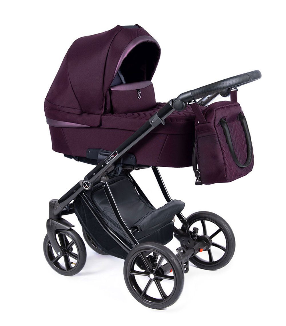 babies-on-wheels Kombi-Kinderwagen 2 in 1 Farben - schwarz 11 Bordeaux Dante = in - Kinderwagen-Set Teile 16 Gestell