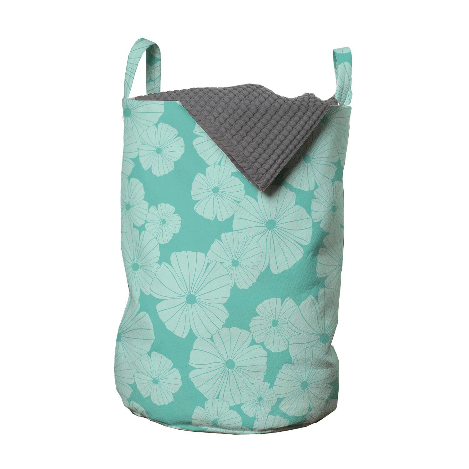 Abakuhaus Wäschesäckchen Wäschekorb mit Griffen Kordelzugverschluss für Waschsalons, Blumen Monochrome Blütenblätter Kunst | Wäschesäcke
