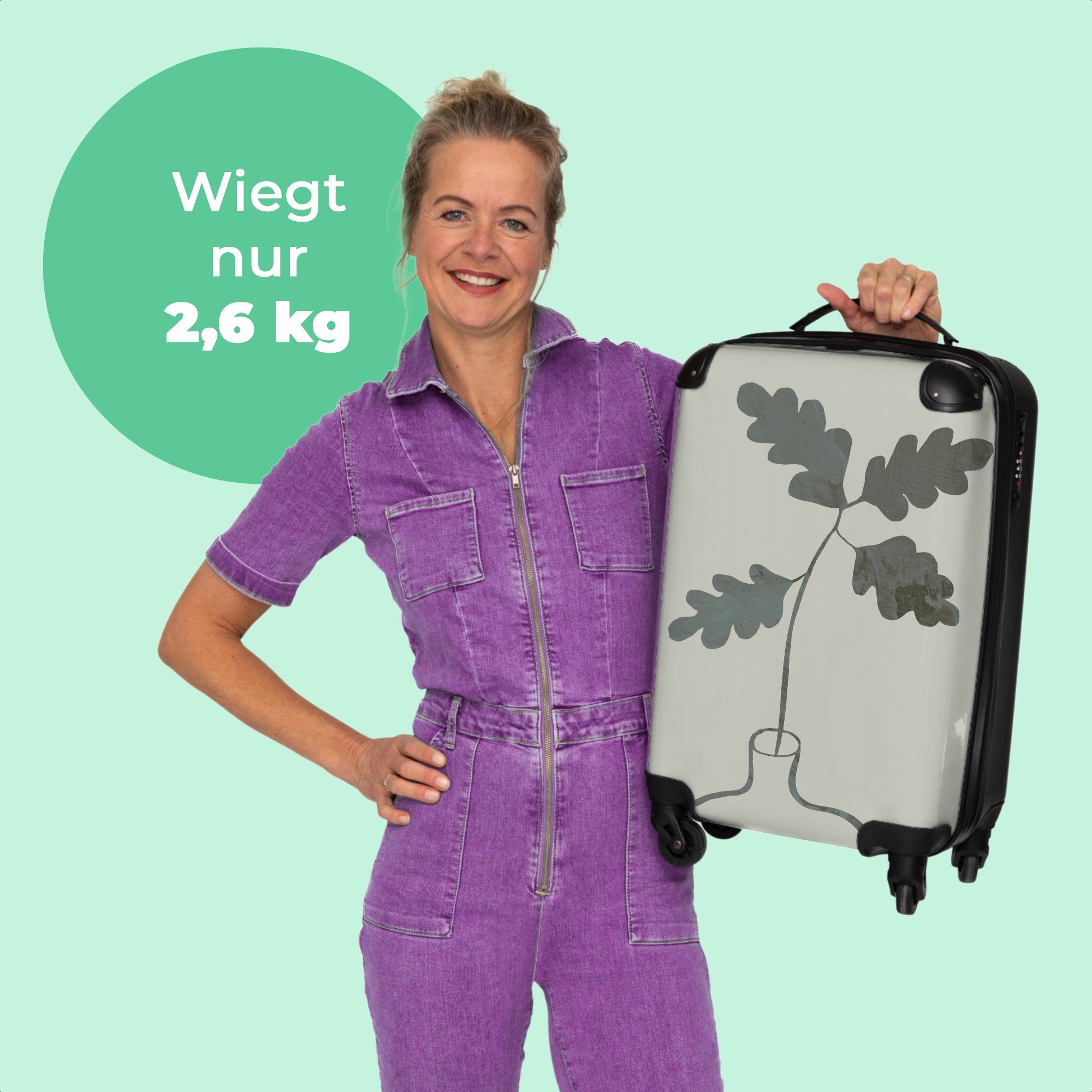 Cabin - Blumen 55x35x20cm Blätter NoBoringSuitcases.com© 4 Handgepäckkoffer Handgepäck - Rollkoffer Trolley Rollen 4 - - Kleine Rollen, mit Reisekoffer Blumentopf Grün,