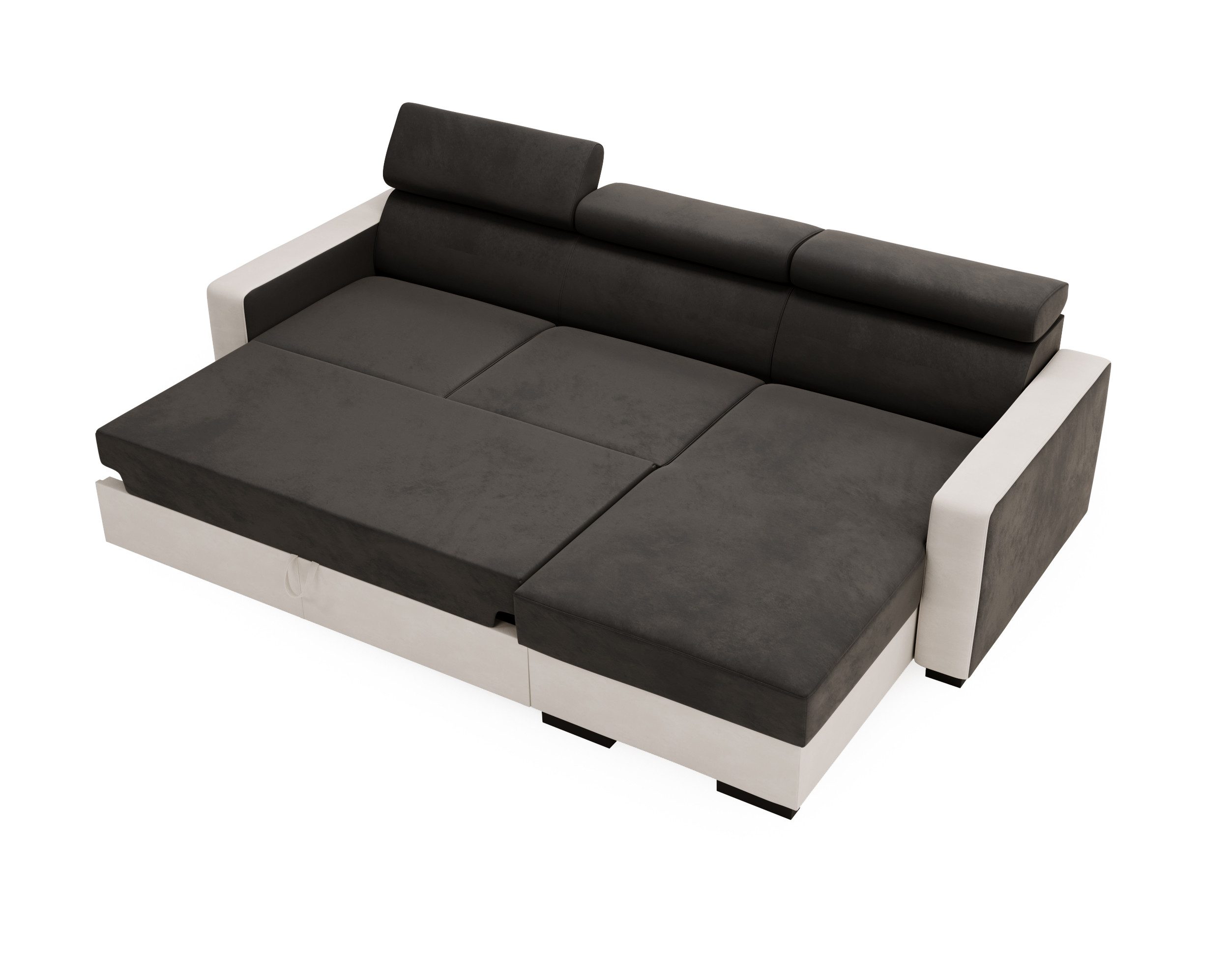 Goldstoff Ecksofa mit Schlaffunktion & Bettkasten - DIWIA L-Form Sofa, mit Schlaffunktion, Couch für Wohnzimmer - Schlafsofa - Eckcouch, 3 verstellbare Kopfstützen - Easy Clean-Beschichtung