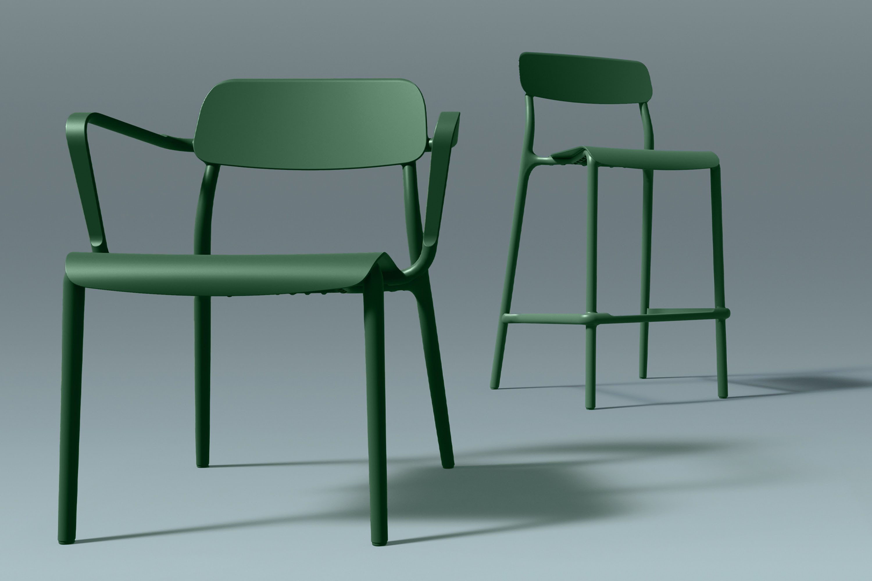 KONSIMO® Barhocker Garten Barhocker GALIO, hergestellt in der EU, Outdoor Barhocker (Gestell aus hochwertigem Kunststoff (Polypropylen mit Glasfaser), 2 St., 2 Hocker im Set), Modern, Stapelbar, witterungsbeständiges Material