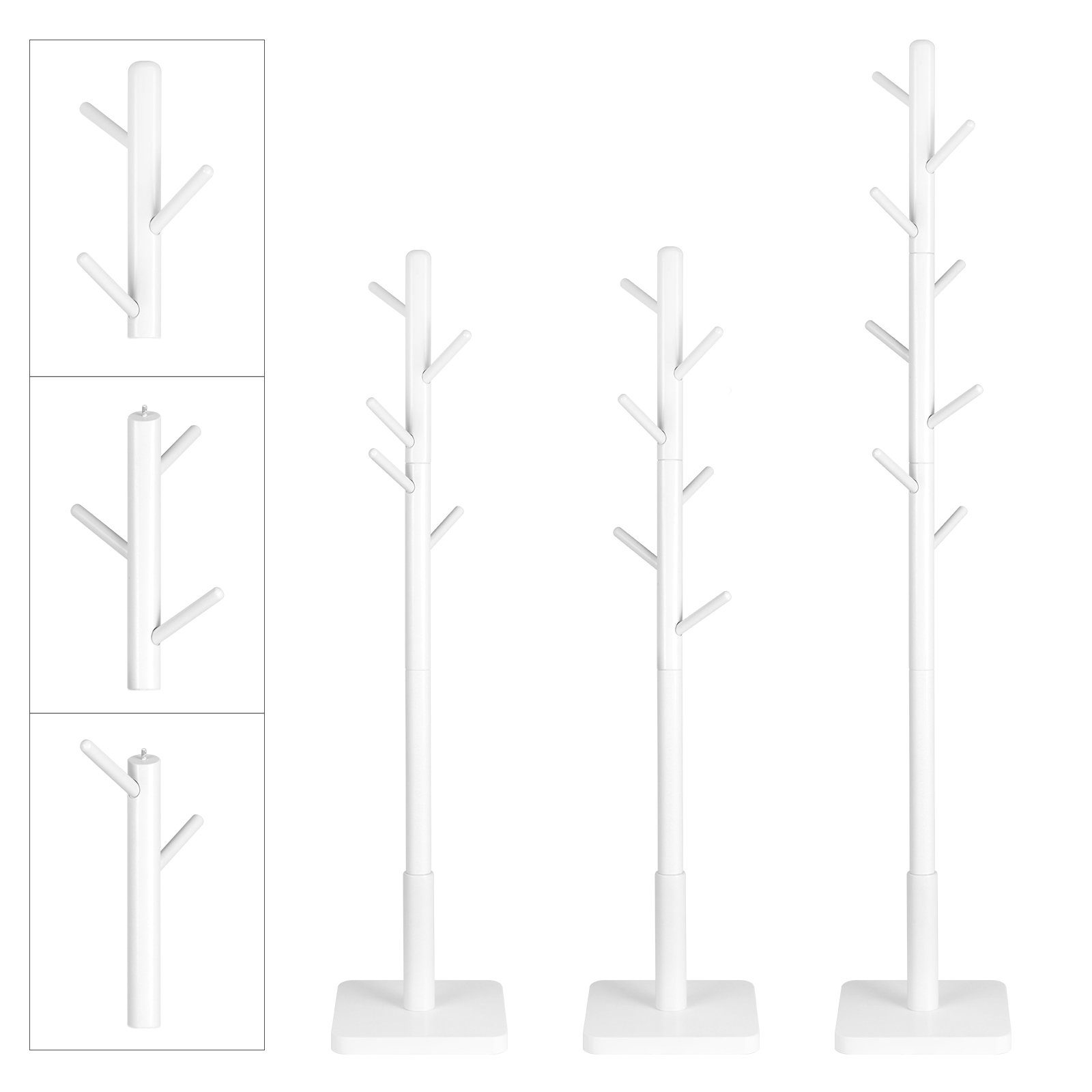 VASAGLE Garderobenständer Kleiderständer Massivholz, Jackenständer Baumform, Hüte, für Flur, 8 Haken für Jacken, 30 x 30 x 175 cm – Bild 5 von 5