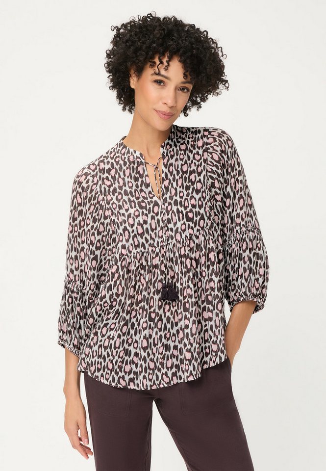 Olsen Hemdbluse mit Allover-Dessin und Bindeband
