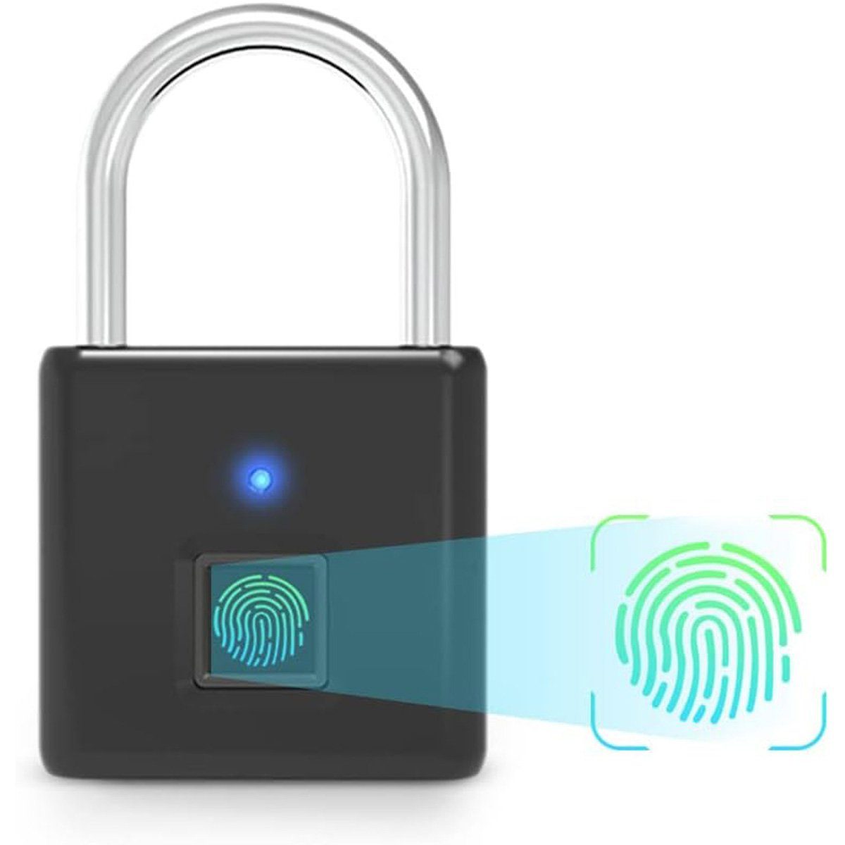 yozhiqu Vorhängeschloss Intelligentes Fingerabdruck-Bügelschloss, Schlüssellose biometrische Erkennung, USB-aufladbar und wasserdicht