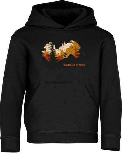 Baddery Kapuzenpullover Kinder Hoodie: Downhill is my thrill - MTB Mountain-Bike, hochwertiger Siebdruck