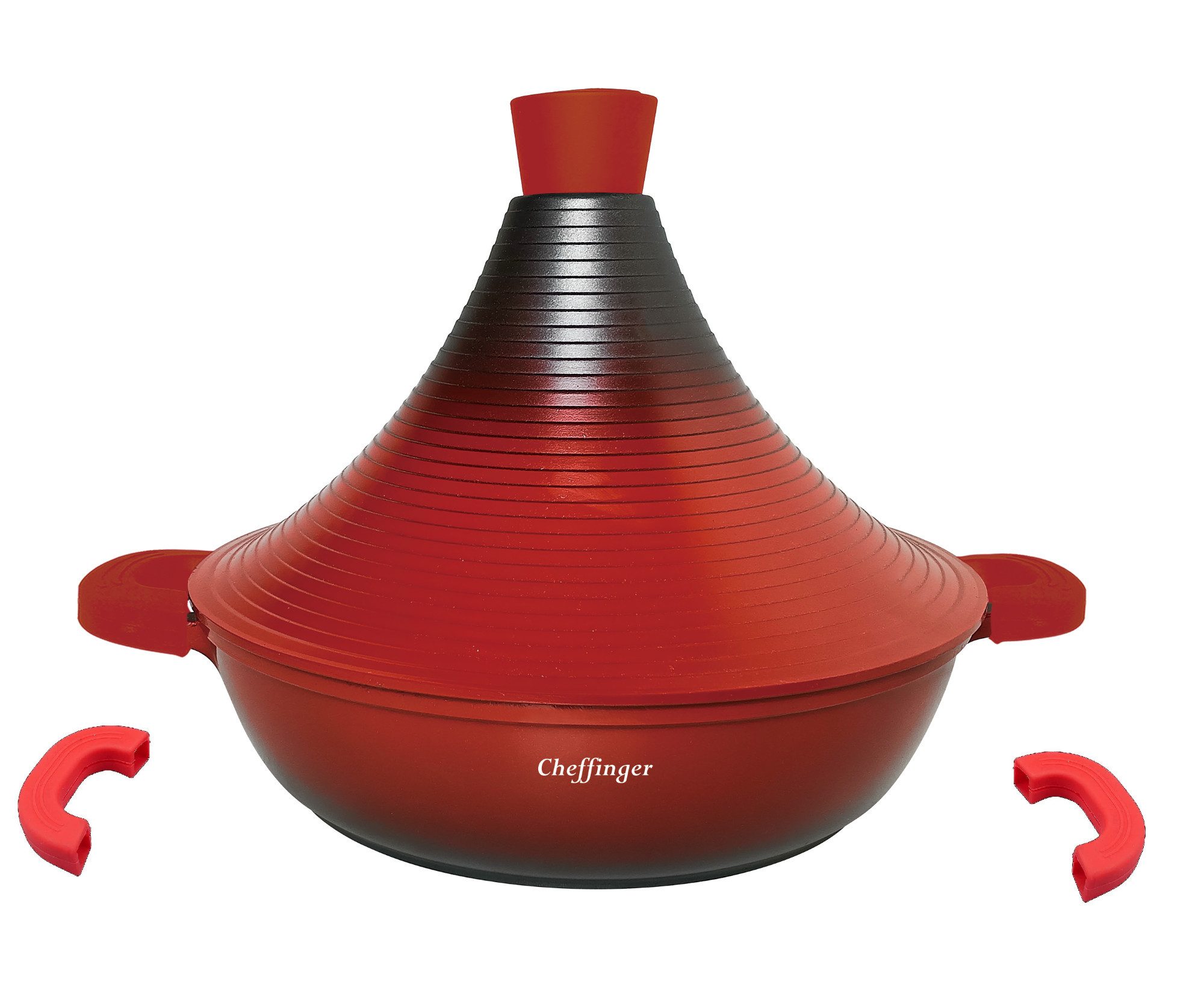Cheffinger Kochtopf Aluguss Tajine Ø28cm Induktion Silikongriffe Gartopf Dampfgarer