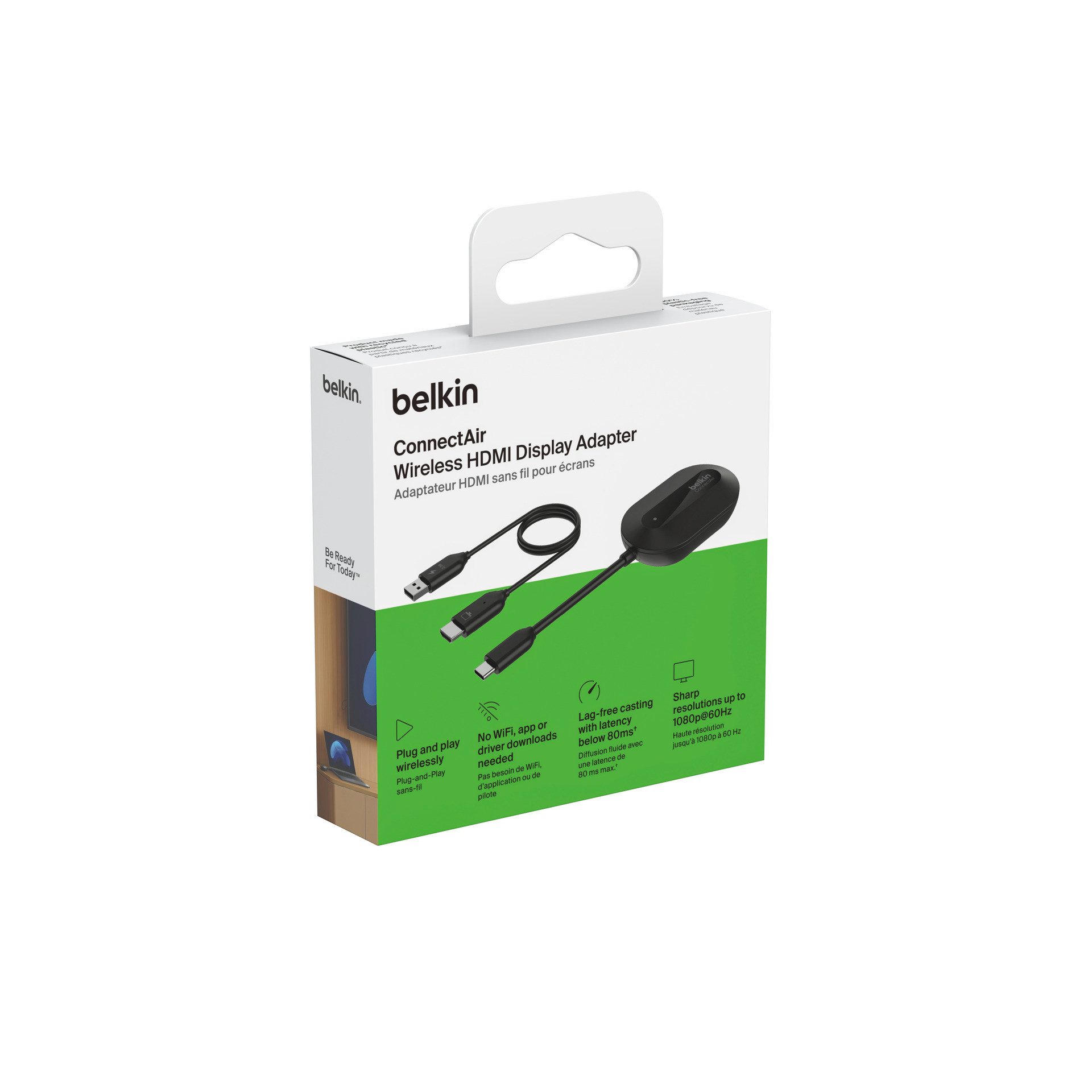 Belkin ConnectAir kabellos HDMI-Adapter HDMI, USB Typ A, USB-C, 18,9 cm