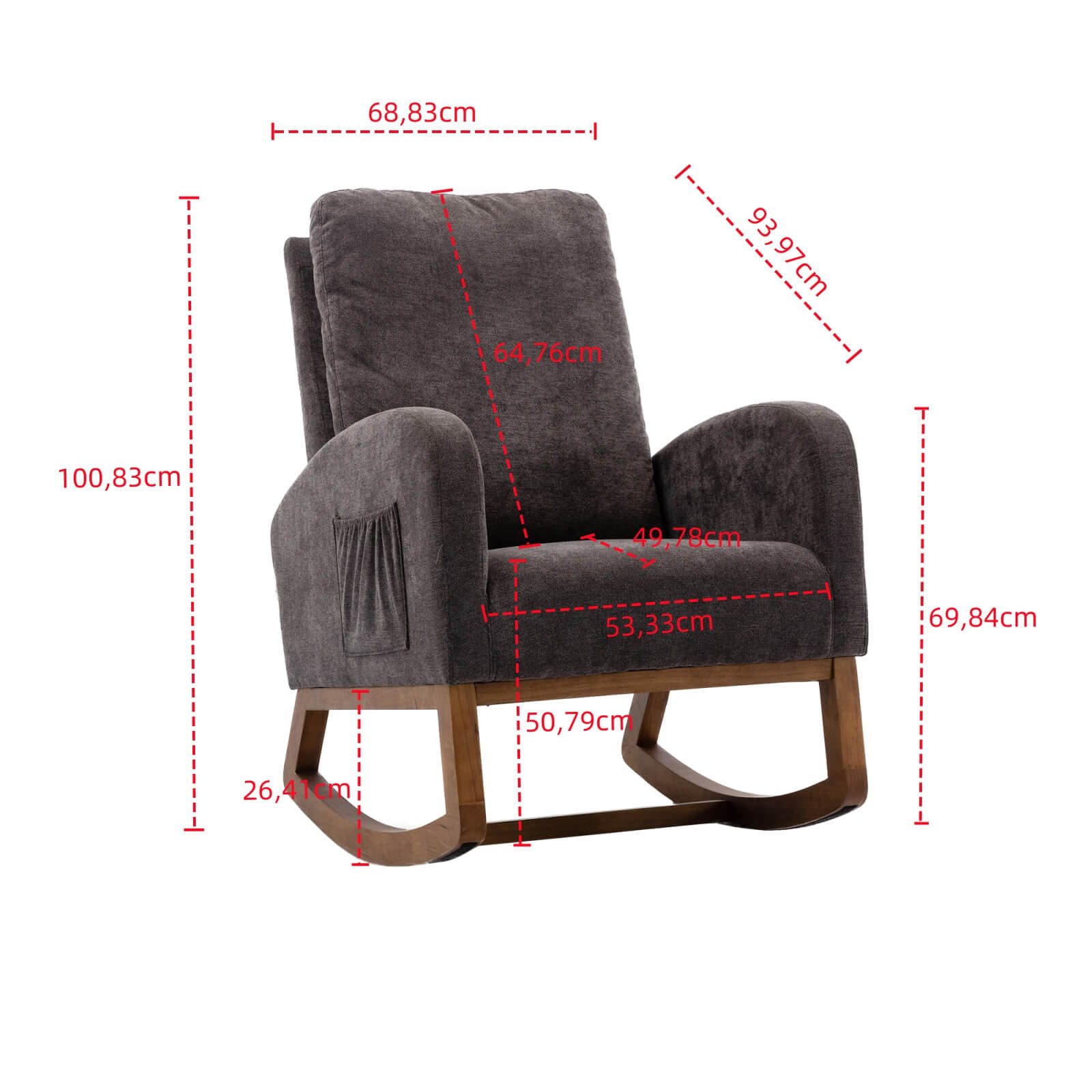 Furnishings Home Schaukelstuhl Braun Polsterstuhl Retro günstig online kaufen