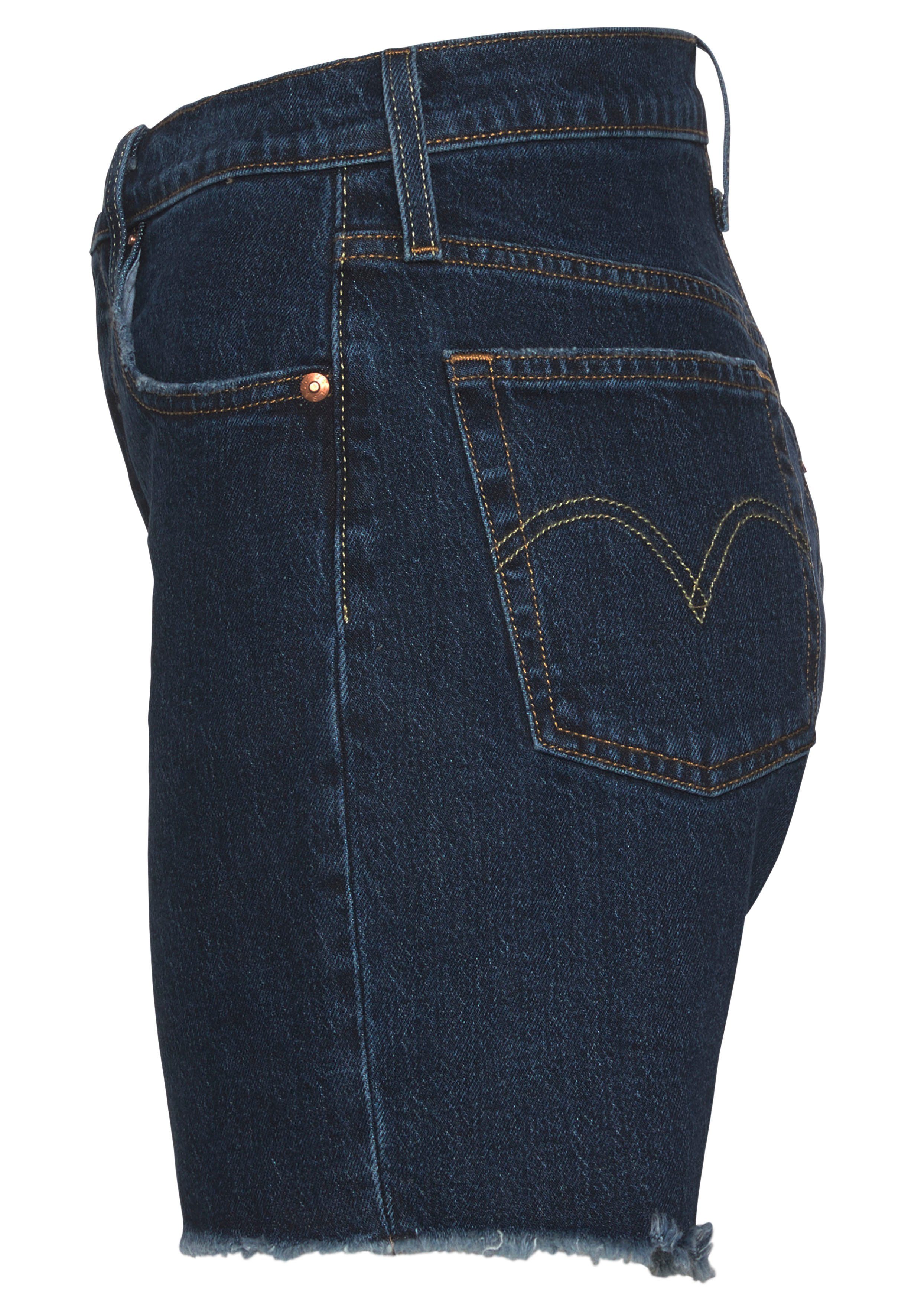 Levi's® Shorts Mid 501 dark-blue Knopfleiste verdeckter Thigh Mit
