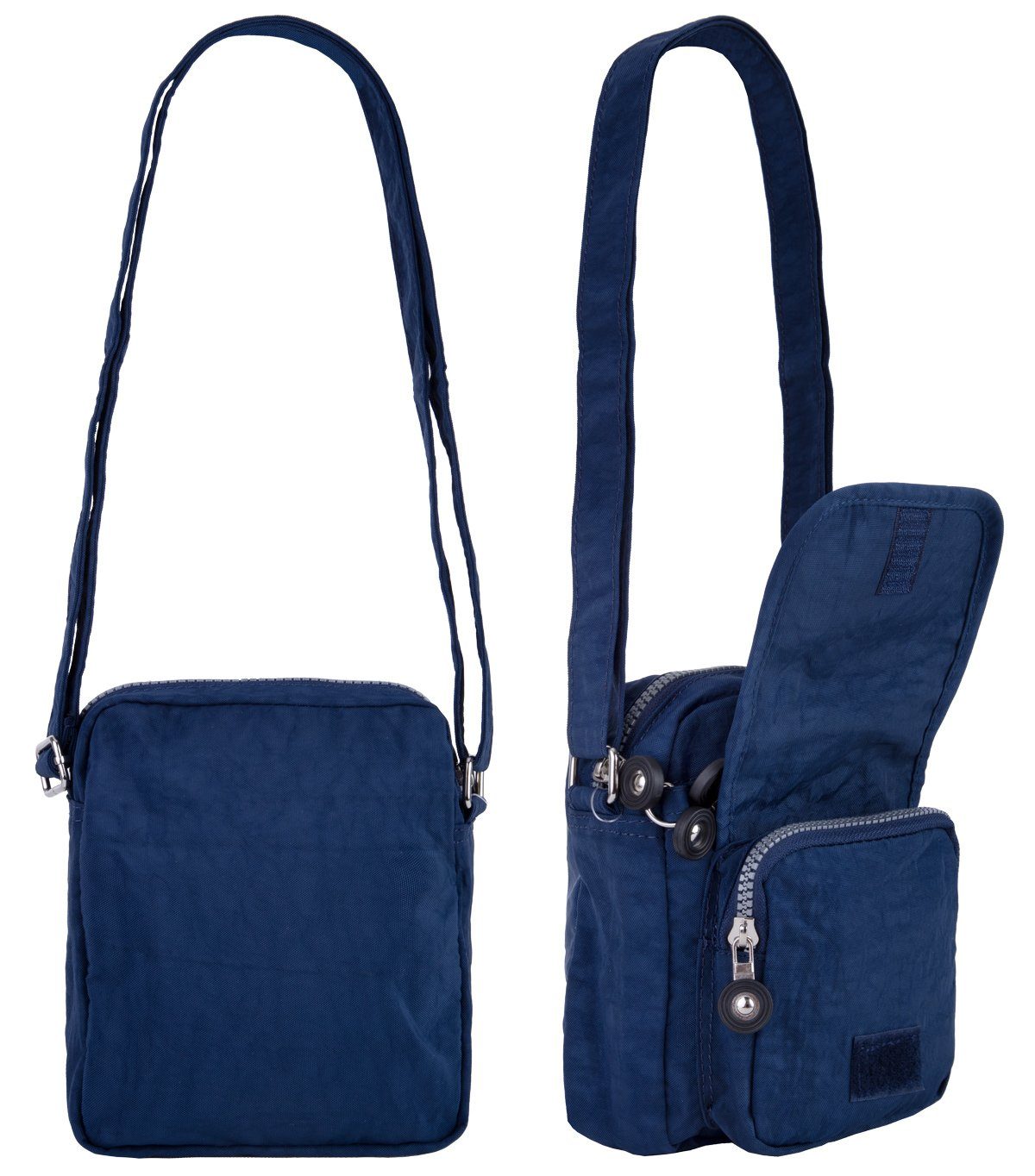blau Umhänge-Tasche Henkeltasche, 4-Fächer Bag sportive Urlaub City-Tasche Kleine compagno Reise