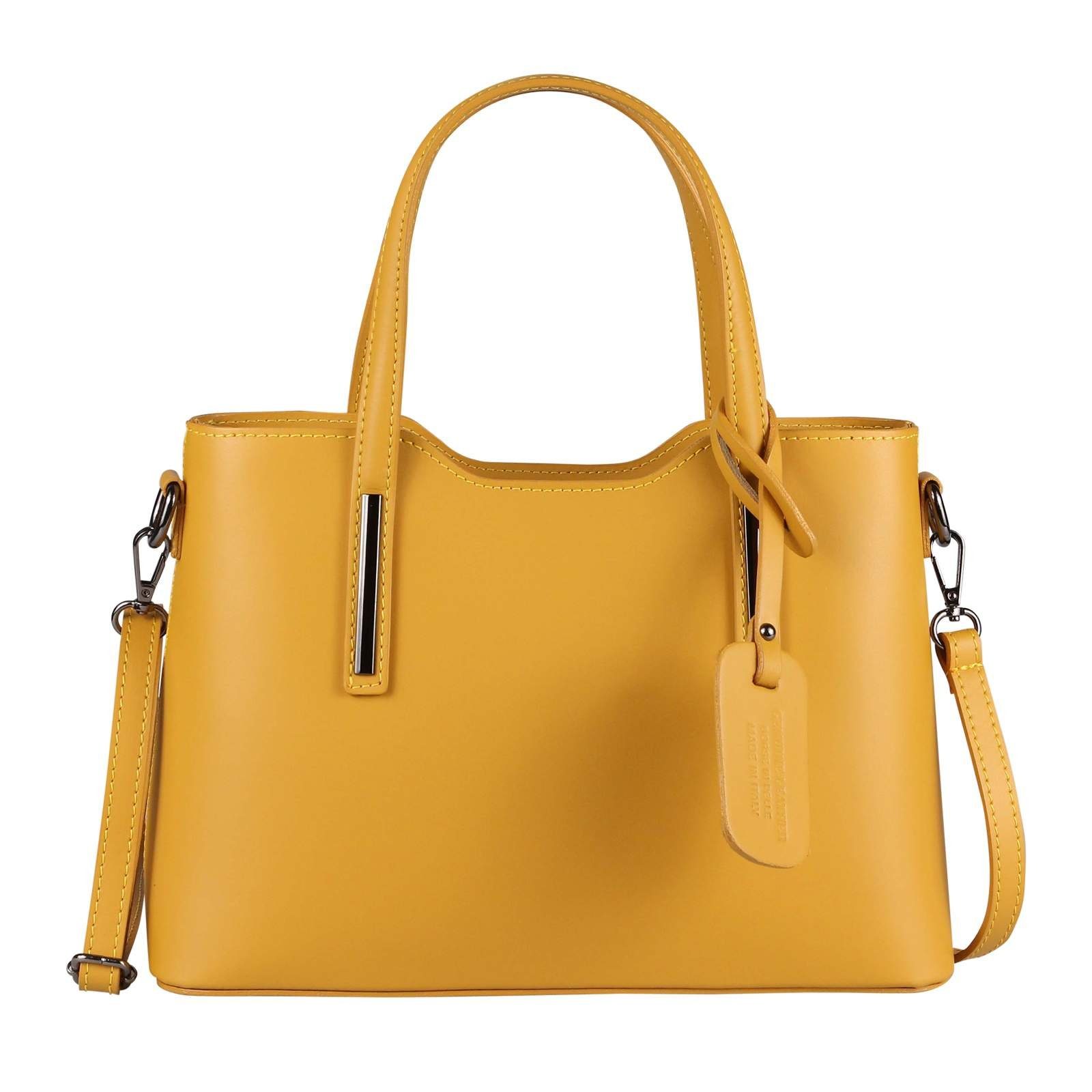Schultertasche Made in Italy Damen echt Leder Henkeltasche Shopper Lederhandtasche