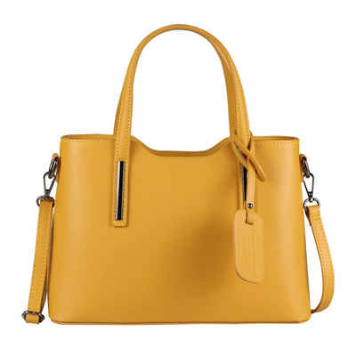 ITALYSHOP24 Schultertasche Made in Italy Damen Leder Handtasche, als CrossOver, Umhängetasche, Shopper tragbar