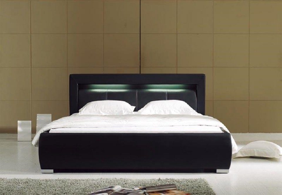 Leder Ehe Polster Hotel Doppel Moderne Betten Schwarz JVmoebel Luxus Bett Bett Designer