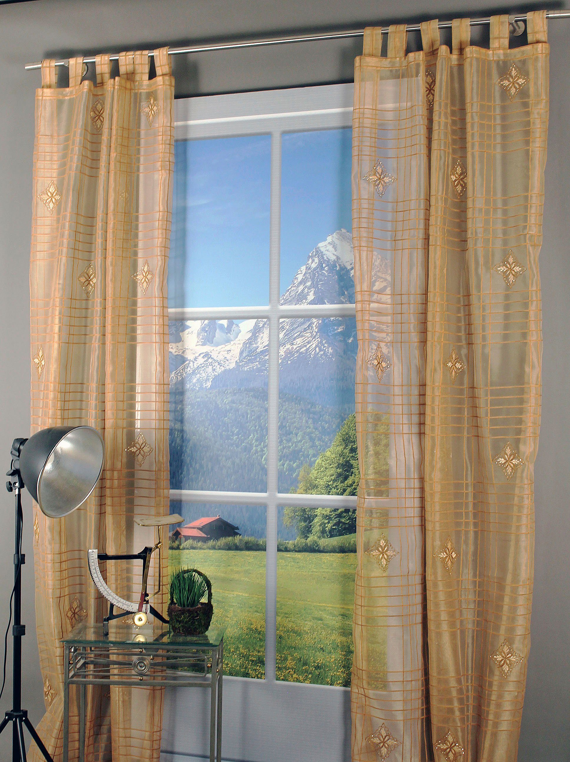 HOSSNER - ART OF HOME DECO Gardine Stellisee (1 St), Schlaufen, transparent, Schlaufenschal im besonderen Design