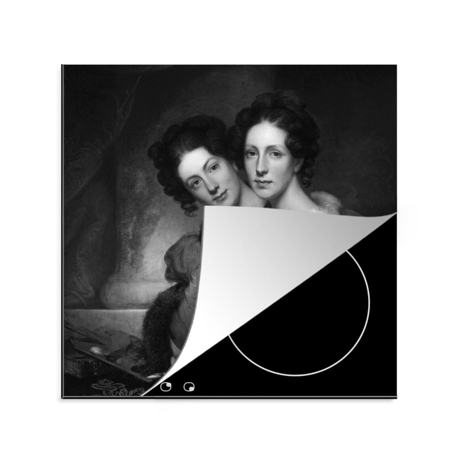 MuchoWow Herdblende-/Abdeckplatte Die Schwestern, Eleanor und Rosalba Peale - Gemälde von Rembrandt van, Vinyl, (1 tlg), 78x78 cm, Ceranfeldabdeckung, Arbeitsplatte für küche
