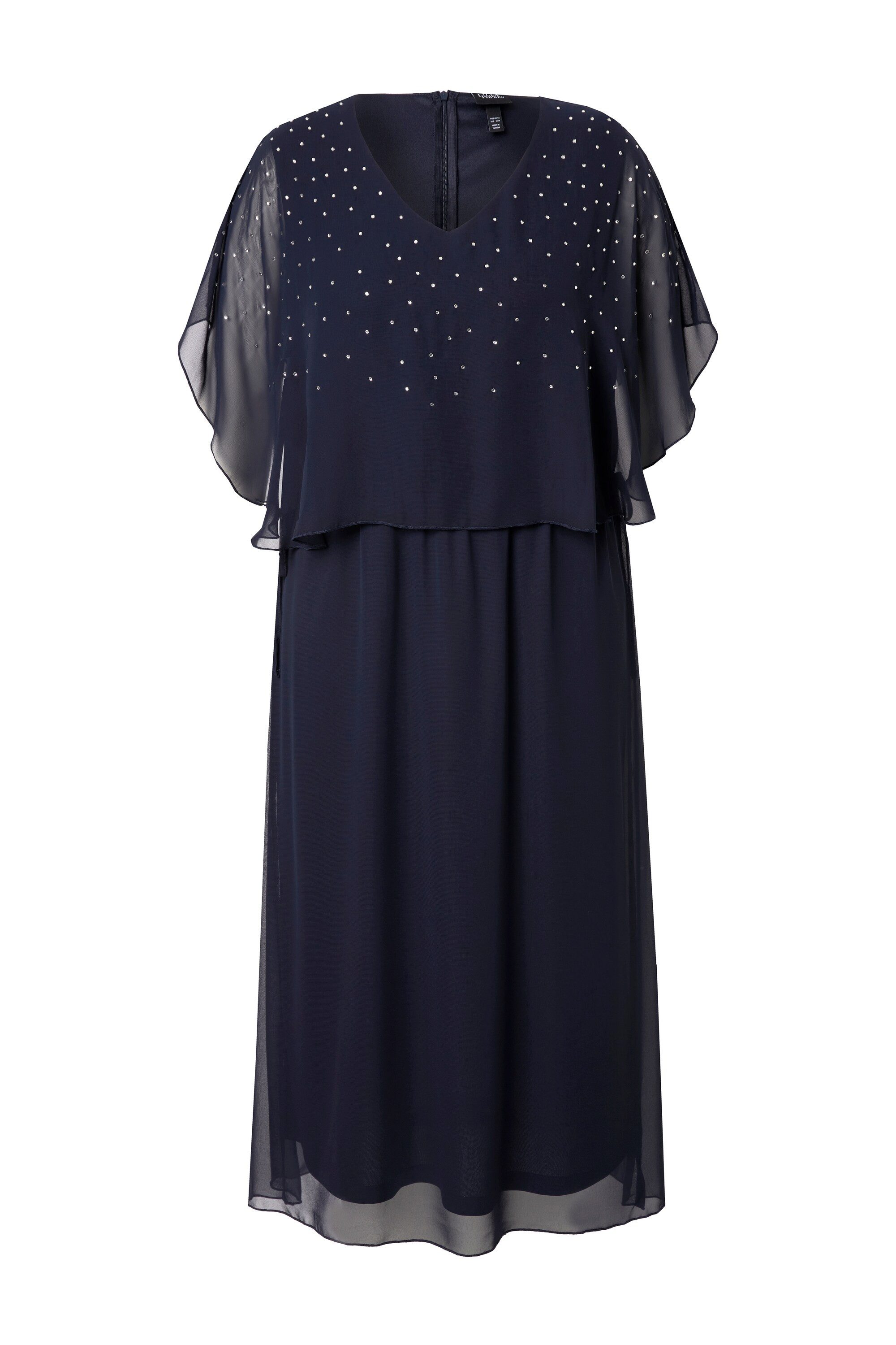 Ulla Popken Cocktailkleid Maxikleid Ziersteine V-Ausschnitt günstig online kaufen