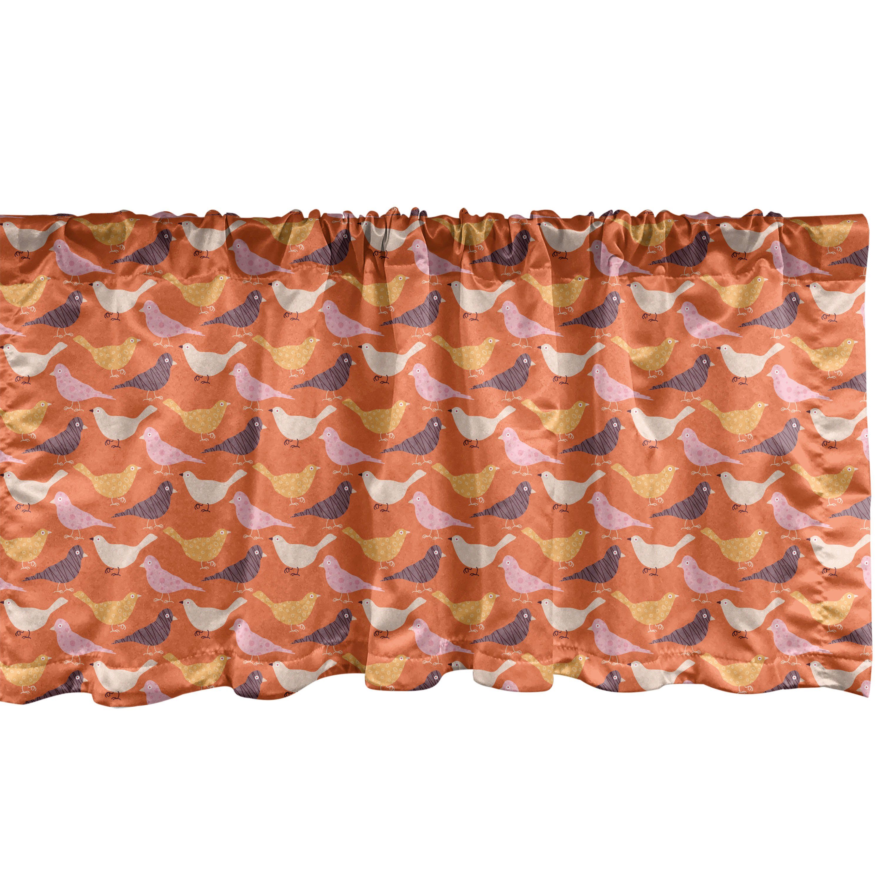 Scheibengardine Vorhang Volant für Küche Schlafzimmer Dekor mit Stangentasche, Abakuhaus, Microfaser, Vogel Fliegende Tiere Zigzags Spots