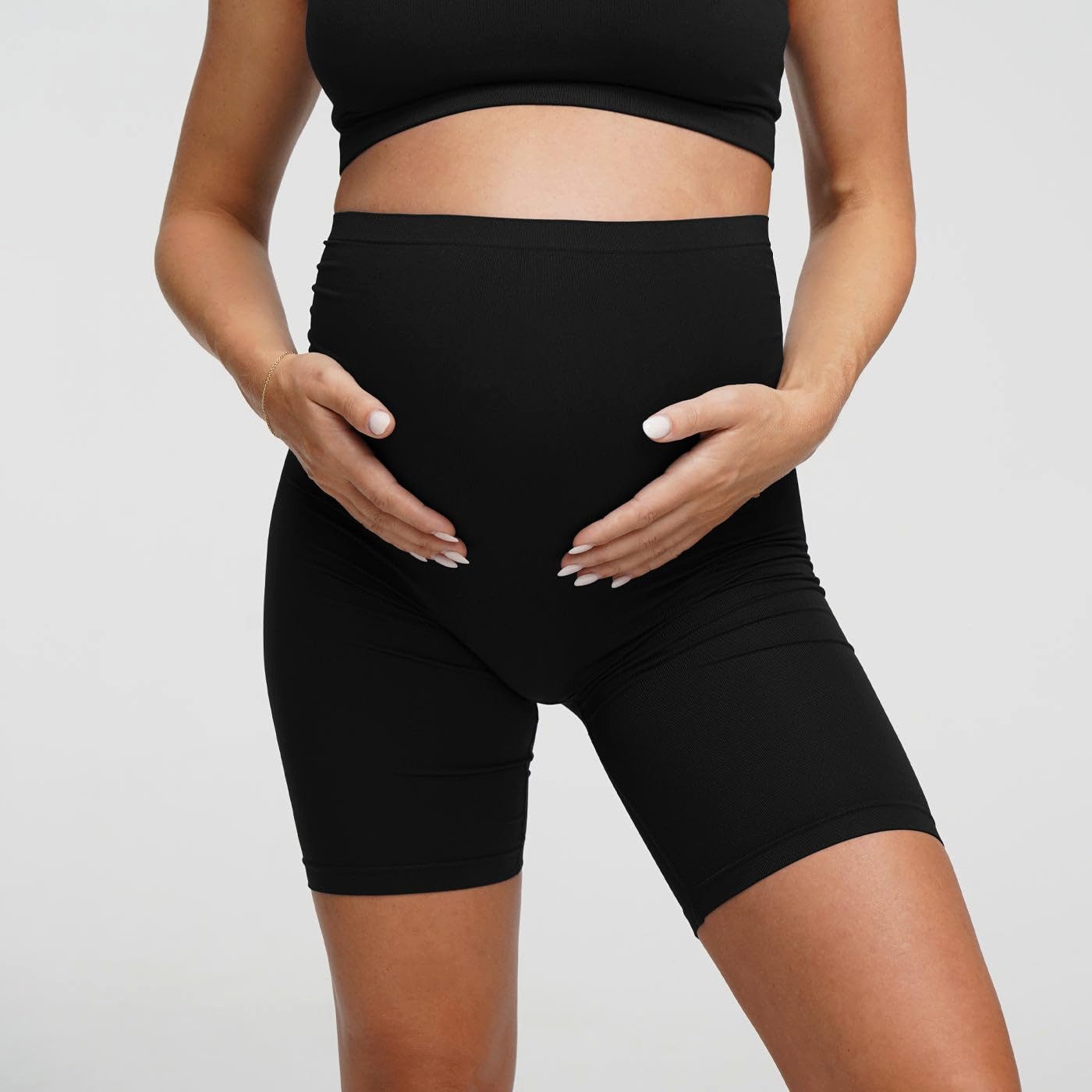 cfab (creamy fabrics) Umstandsleggings Seamless Umstandsshorts mit hohem Bund-Navy Blue-2XL (1-tlg)