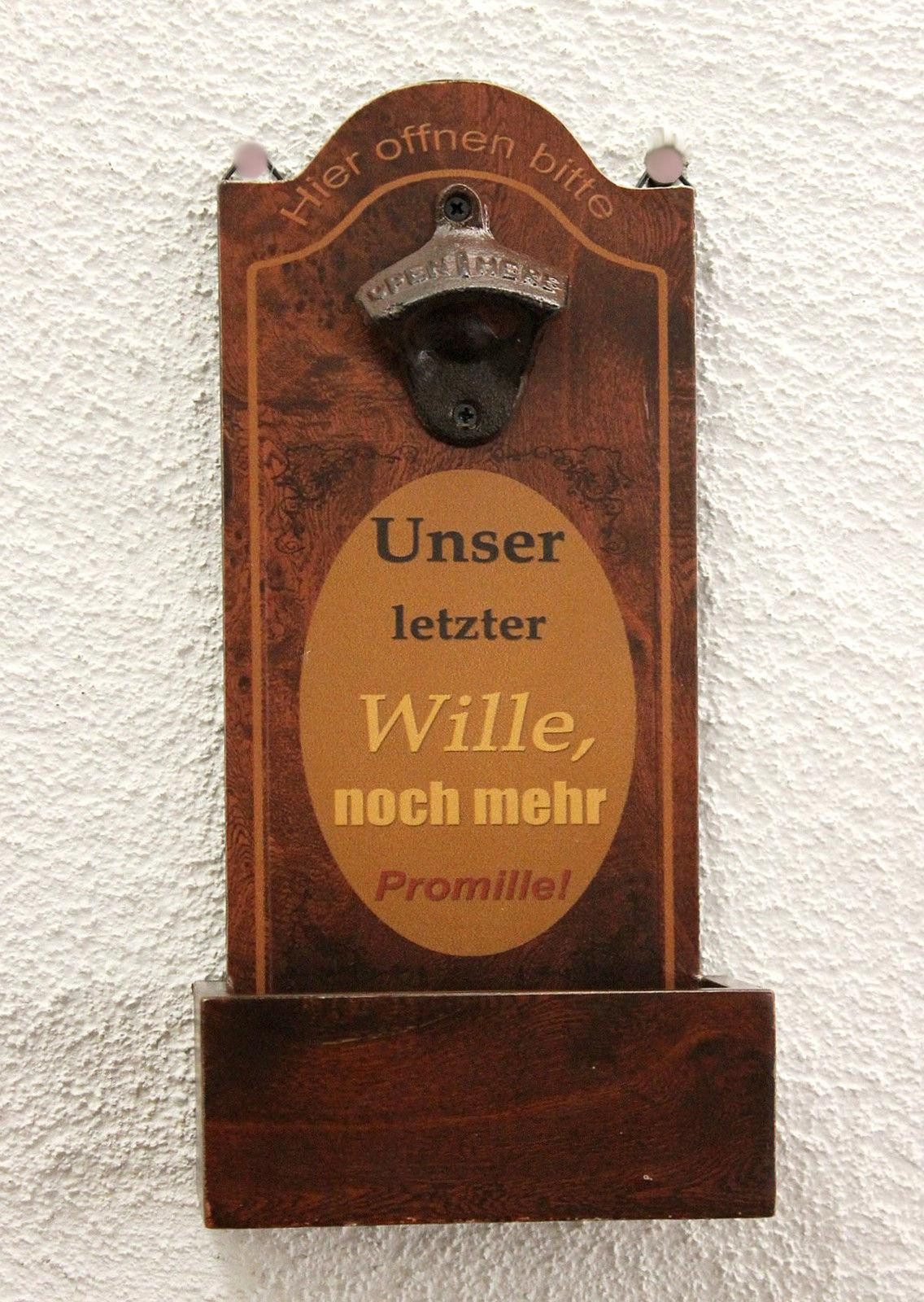 DanDiBo Flaschenöffner mit Auffangbehälter Holz 5093 Bieröffner 32 cm Wandflaschenöffner – Bild 5 von 5