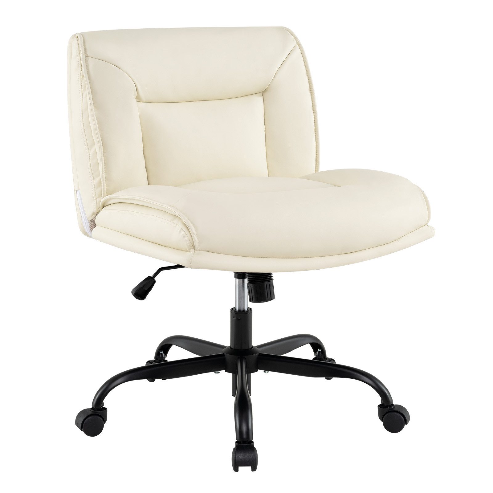 COSTWAY Drehstuhl, Schneidersitz Stuhl mit Rollen, beige