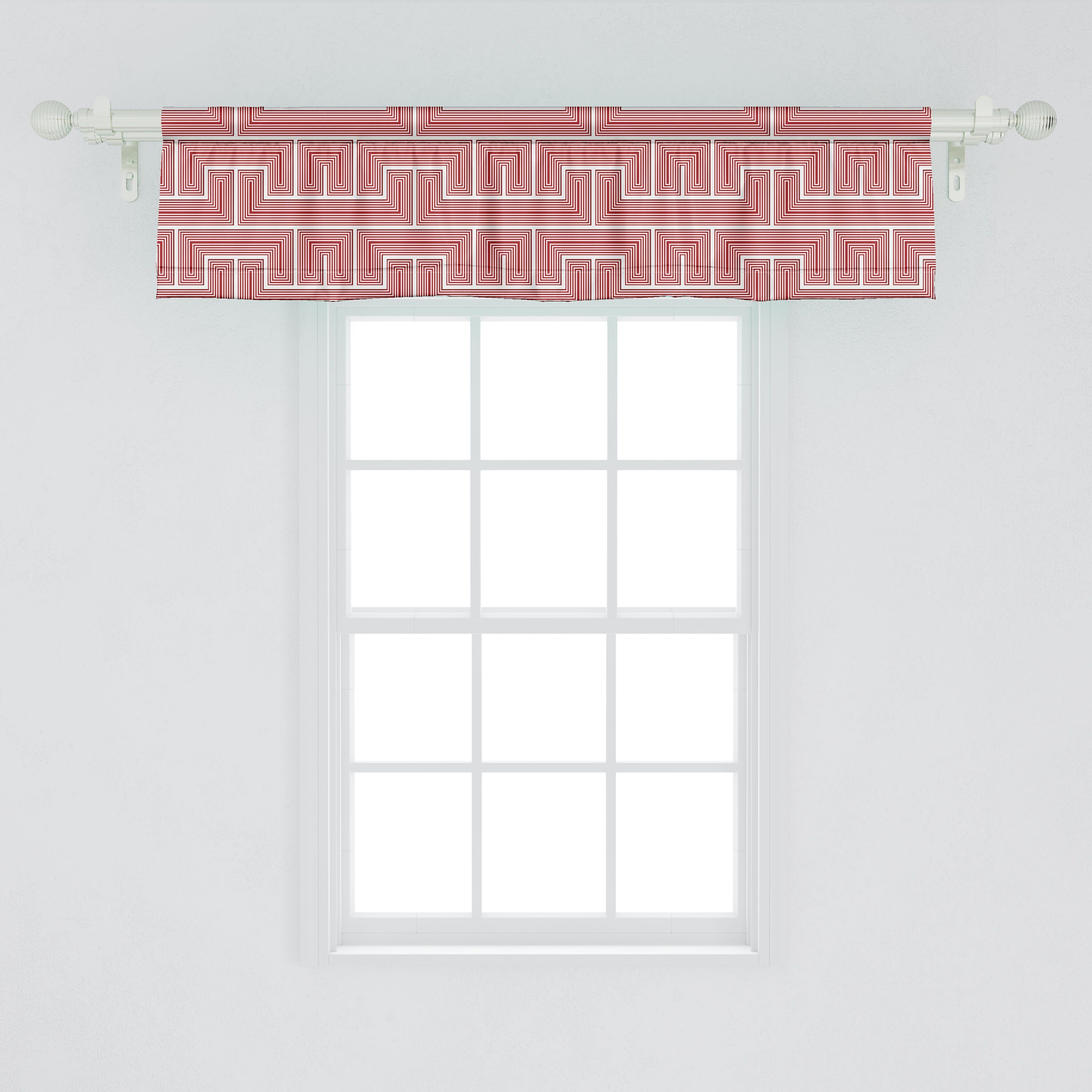 Küche Stangentasche, für Mosaik-Linien Geometrisch Scheibengardine Abakuhaus, Schlafzimmer Bohemian mit Vorhang Volant Dekor Microfaser,