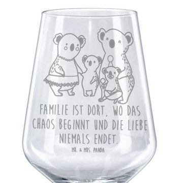 Mr. & Mrs. Panda Rotweinglas Koala Familie - Transparent - Geschenk, Geschwister, Papa, Spülmaschi, Premium Glas, Feine Lasergravur