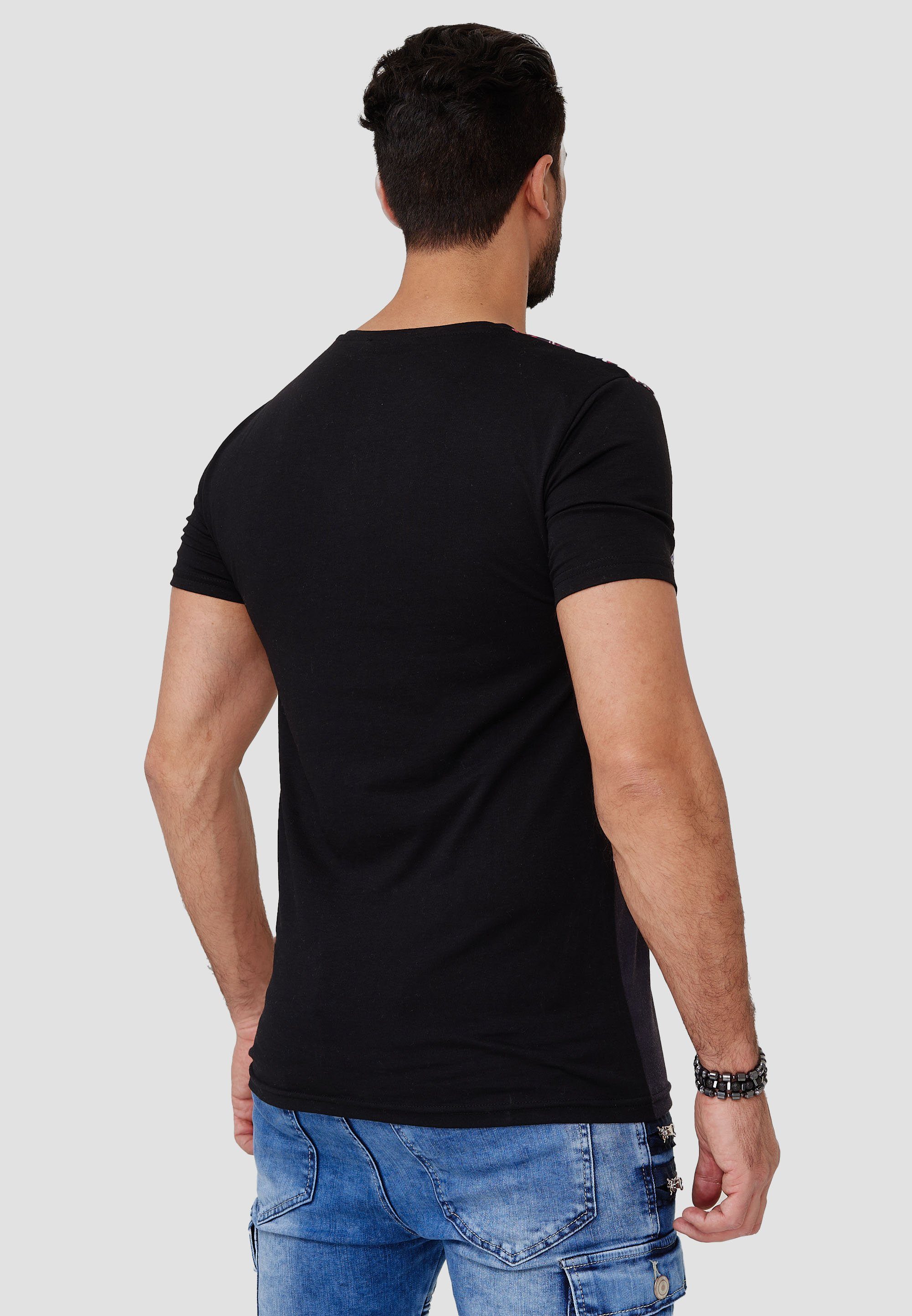(Shirt Fitness TS-1604C Freizeit Design) modischem 1-tlg., T-Shirt im Polo Kurzarmshirt Casual Tee, OneRedox