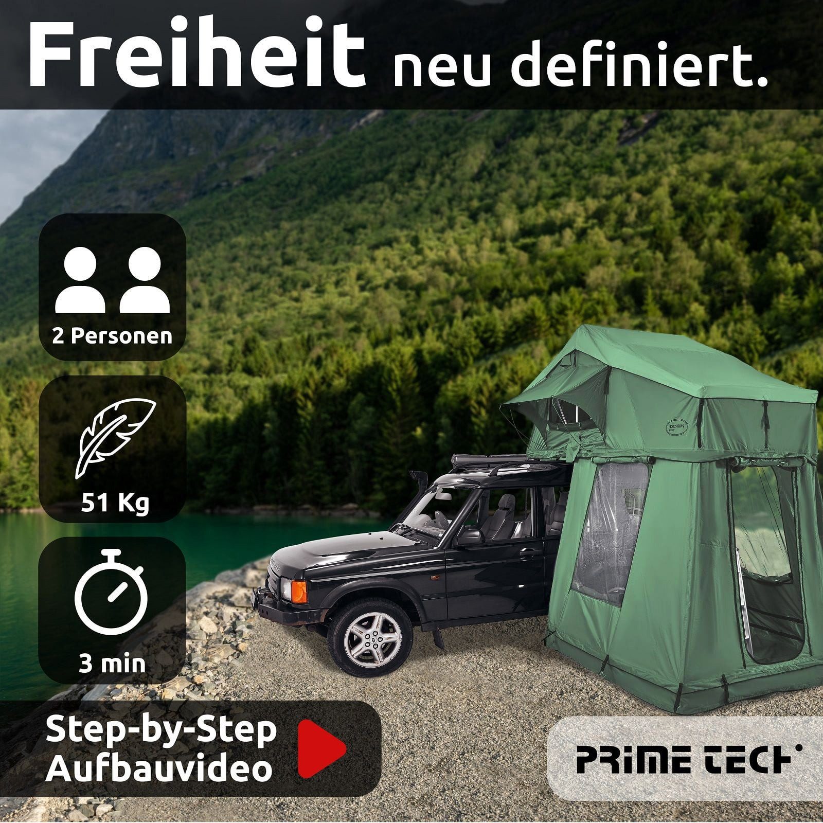 Prime Tech Dachzelt Extended L, Personen: 3