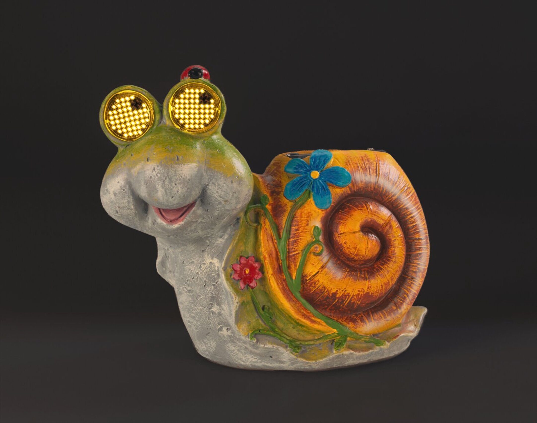 Maximex LED Dekofigur Modell Blinky Eyes Schnecke, Ein-/Ausschalter, LED fest integriert, Warmweiß, solarbetriebene Gartenfigur mit leuchtenden Augen, für Garten & Balkon