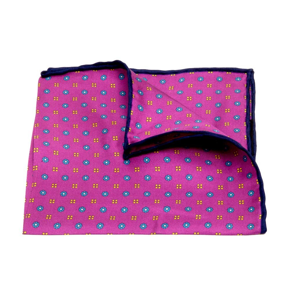 BGENTS Einstecktuch Handrolliertes Einstecktuch aus Seiden-Twill mit Blüten-Muster, Besondere Farbbrillanz