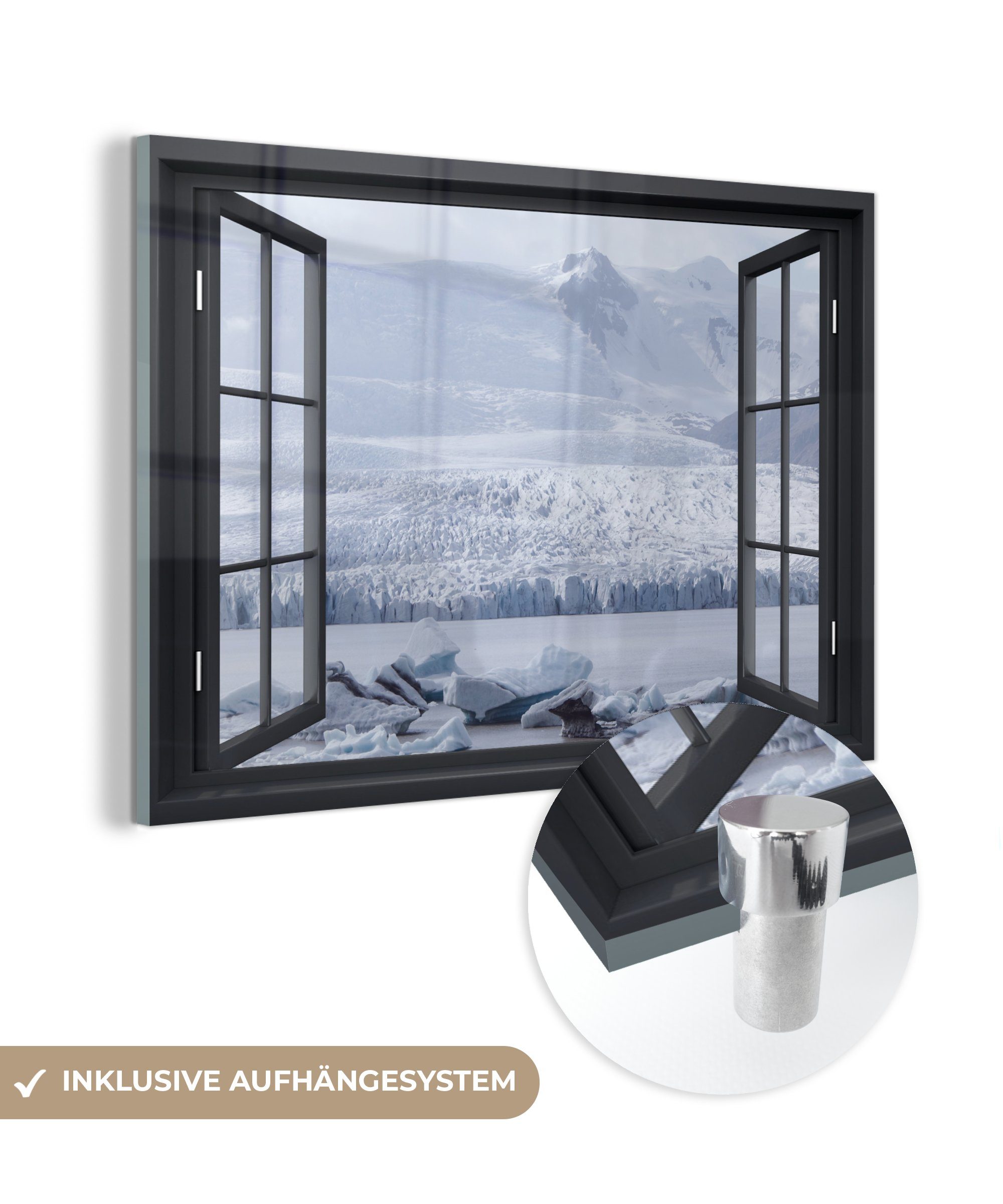 MuchoWow Acrylglasbild Aussicht - Berg - Eis, (1 St), Glasbilder - Bilder auf Glas Wandbild - Foto auf Glas - Wanddekoration