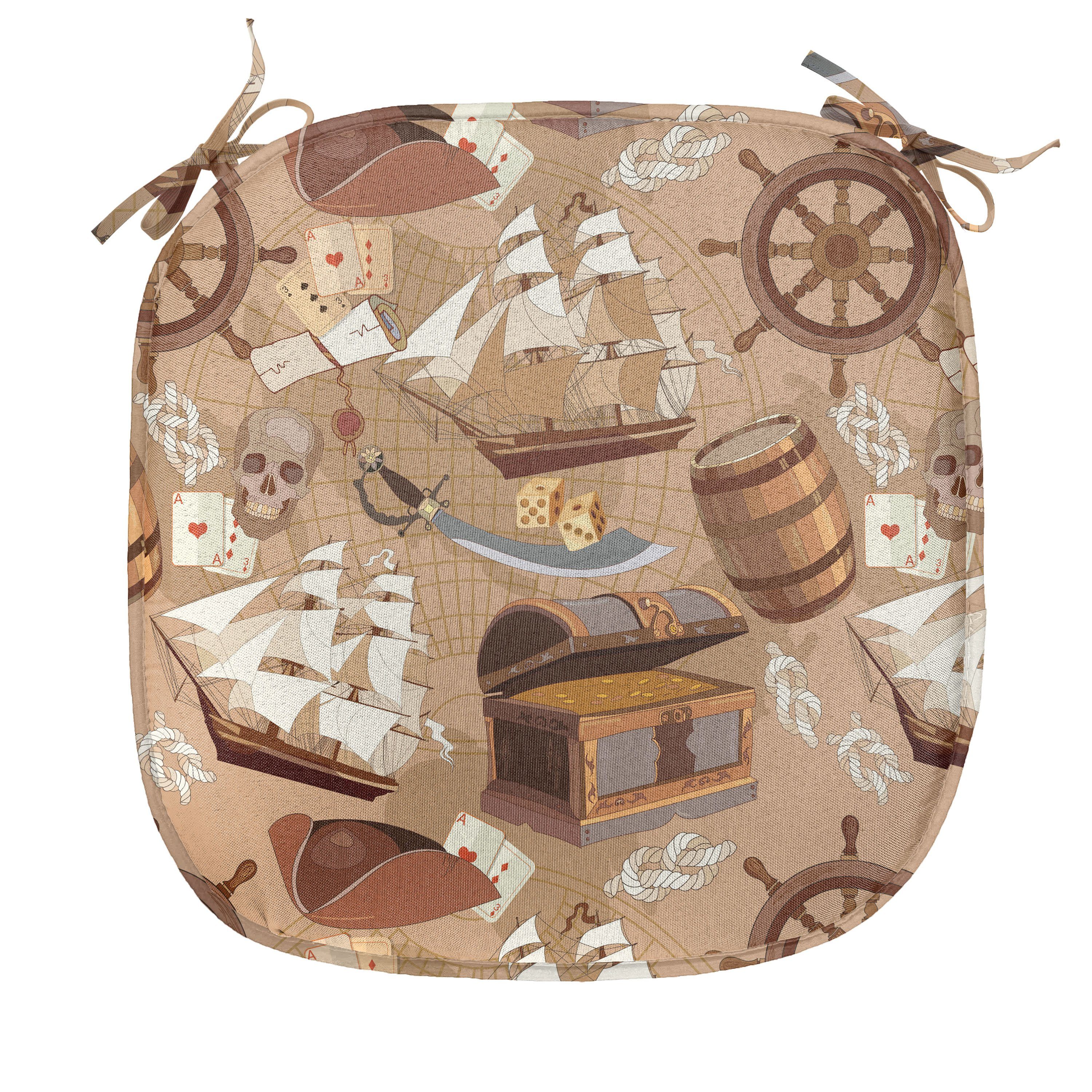 Pirates Dekoratives Karte für Abakuhaus Abenteuer Riemen Stuhlkissen mit wasserfestes Küchensitze, Kissen