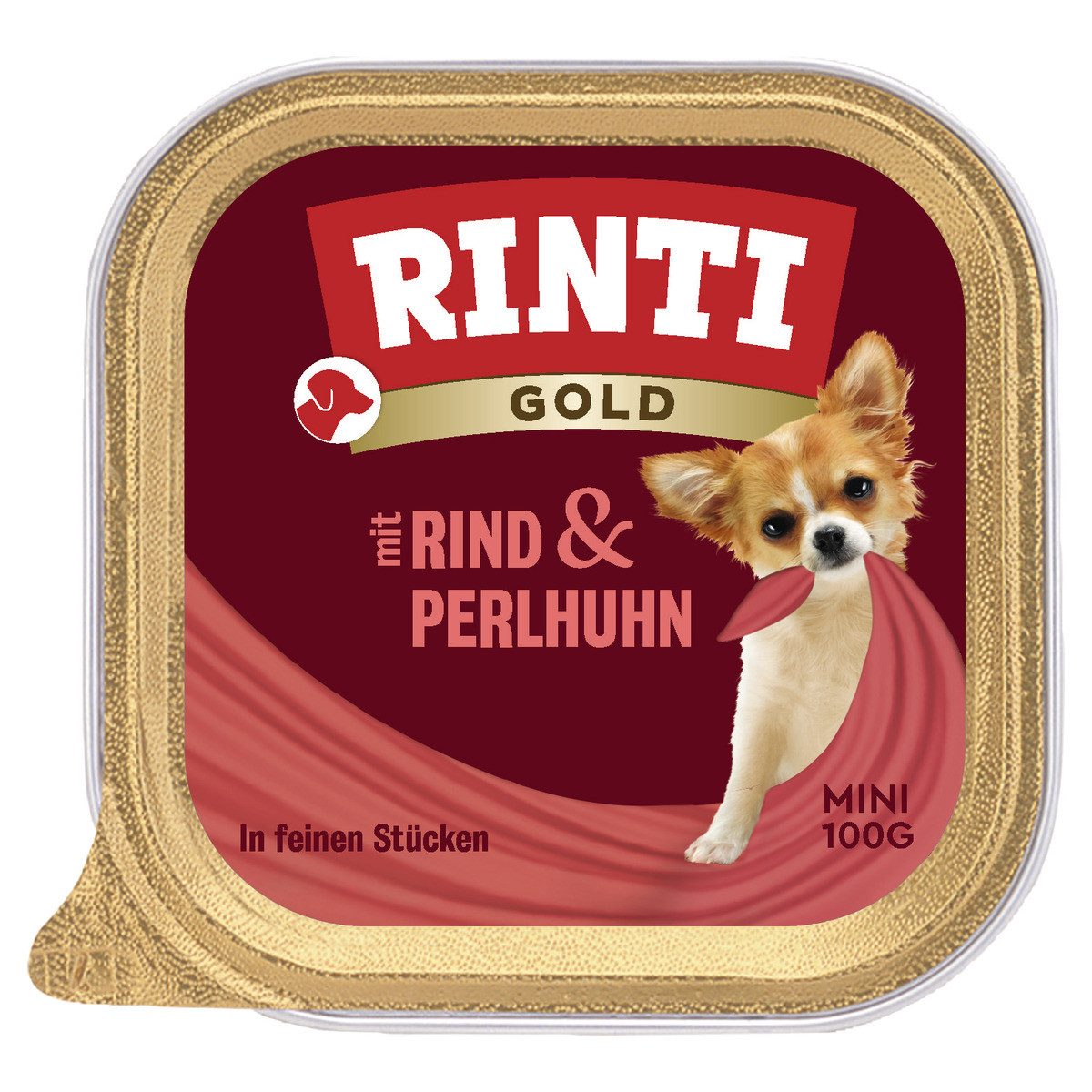 Rinti Gold Mini mit Rind & Perlhuhn 100 g - 16 Stück, Nassfutter für: Hund